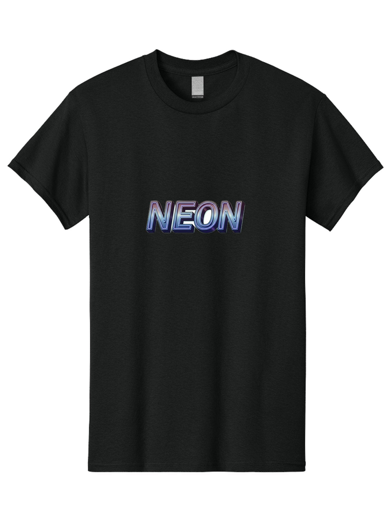 Neon Men'S Graphic Tee, 100% Cotton, Comfortable Casual Summer Wear, Machine Washable, Neon Sign, Glowing Letters, Futuristic Design, Vibrant Colors, Chrome Effect, Modern Aesthetic, Nightlife Inspiration, Urban Style, Bold Typography Bab029 6