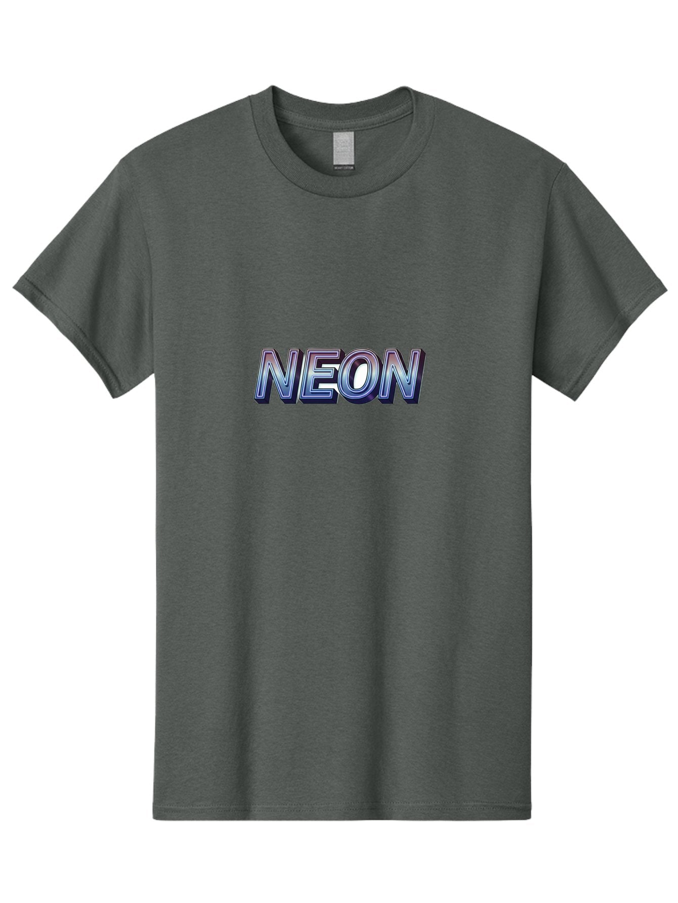 Neon Men'S Graphic Tee, 100% Cotton, Comfortable Casual Summer Wear, Machine Washable, Neon Sign, Glowing Letters, Futuristic Design, Vibrant Colors, Chrome Effect, Modern Aesthetic, Nightlife Inspiration, Urban Style, Bold Typography Bab029 12