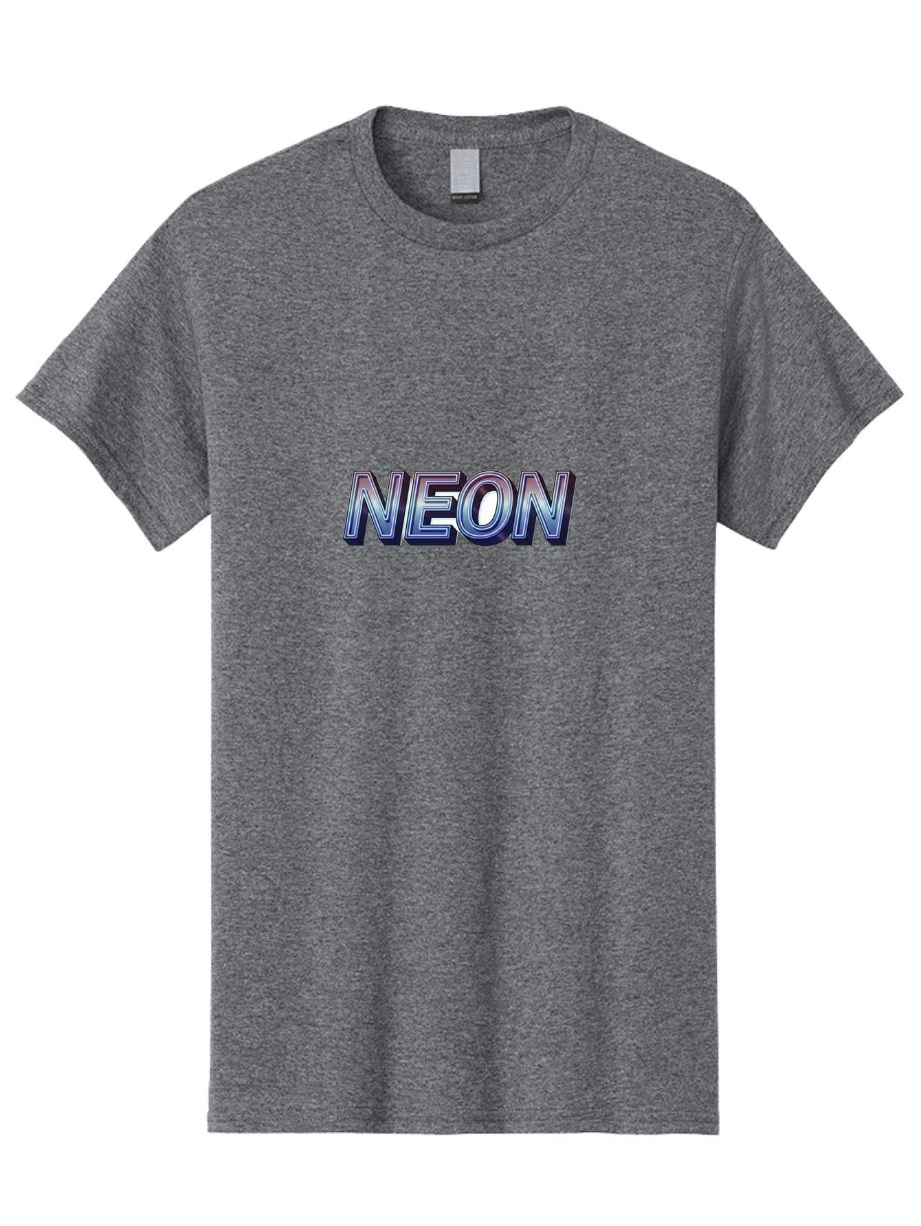 Neon Men'S Graphic Tee, 100% Cotton, Comfortable Casual Summer Wear, Machine Washable, Neon Sign, Glowing Letters, Futuristic Design, Vibrant Colors, Chrome Effect, Modern Aesthetic, Nightlife Inspiration, Urban Style, Bold Typography Bab029 11
