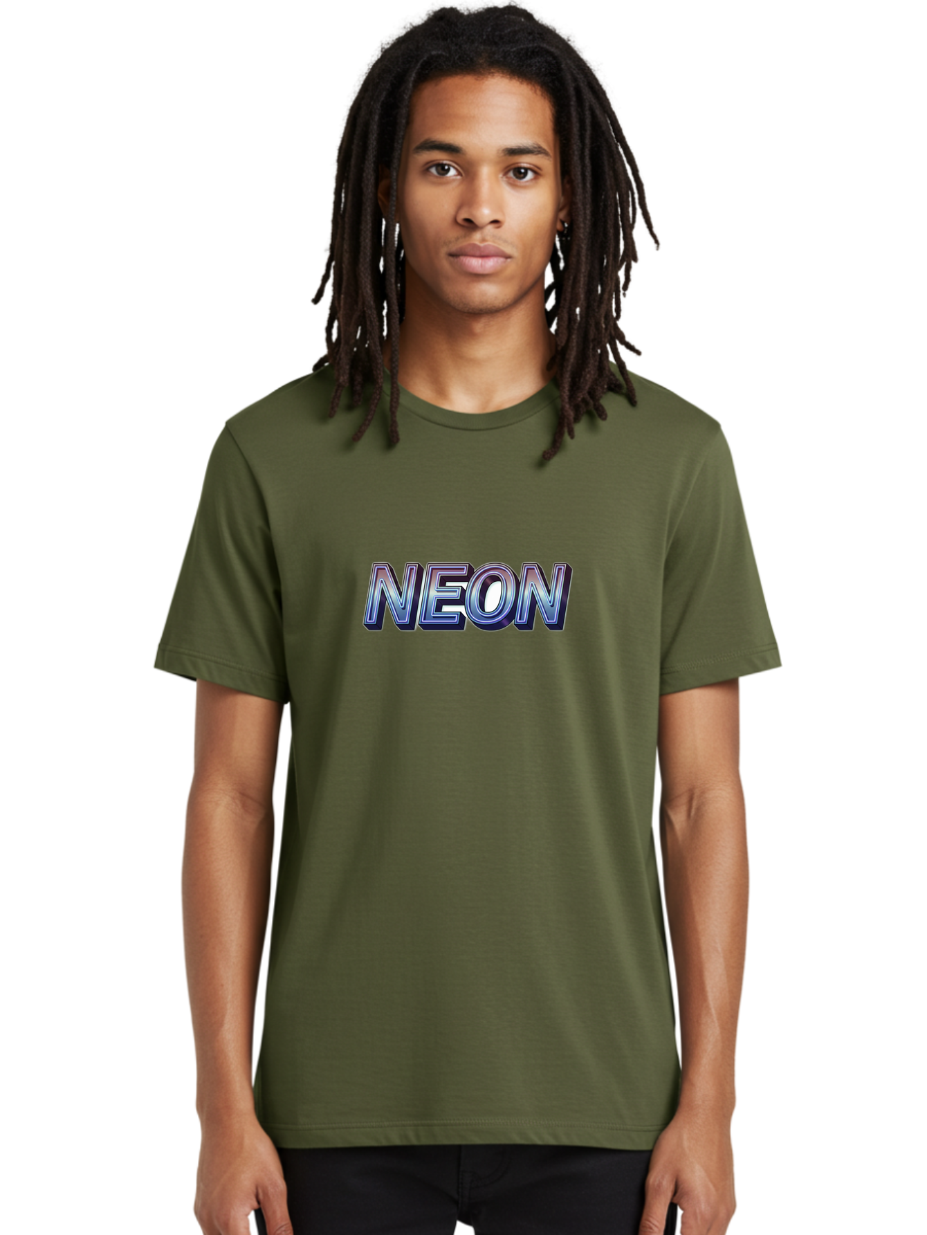 Neon Men'S Graphic Tee, 100% Cotton, Comfortable Casual Summer Wear, Machine Washable, Neon Sign, Glowing Letters, Futuristic Design, Vibrant Colors, Chrome Effect, Modern Aesthetic, Nightlife Inspiration, Urban Style, Bold Typography Bab029 4