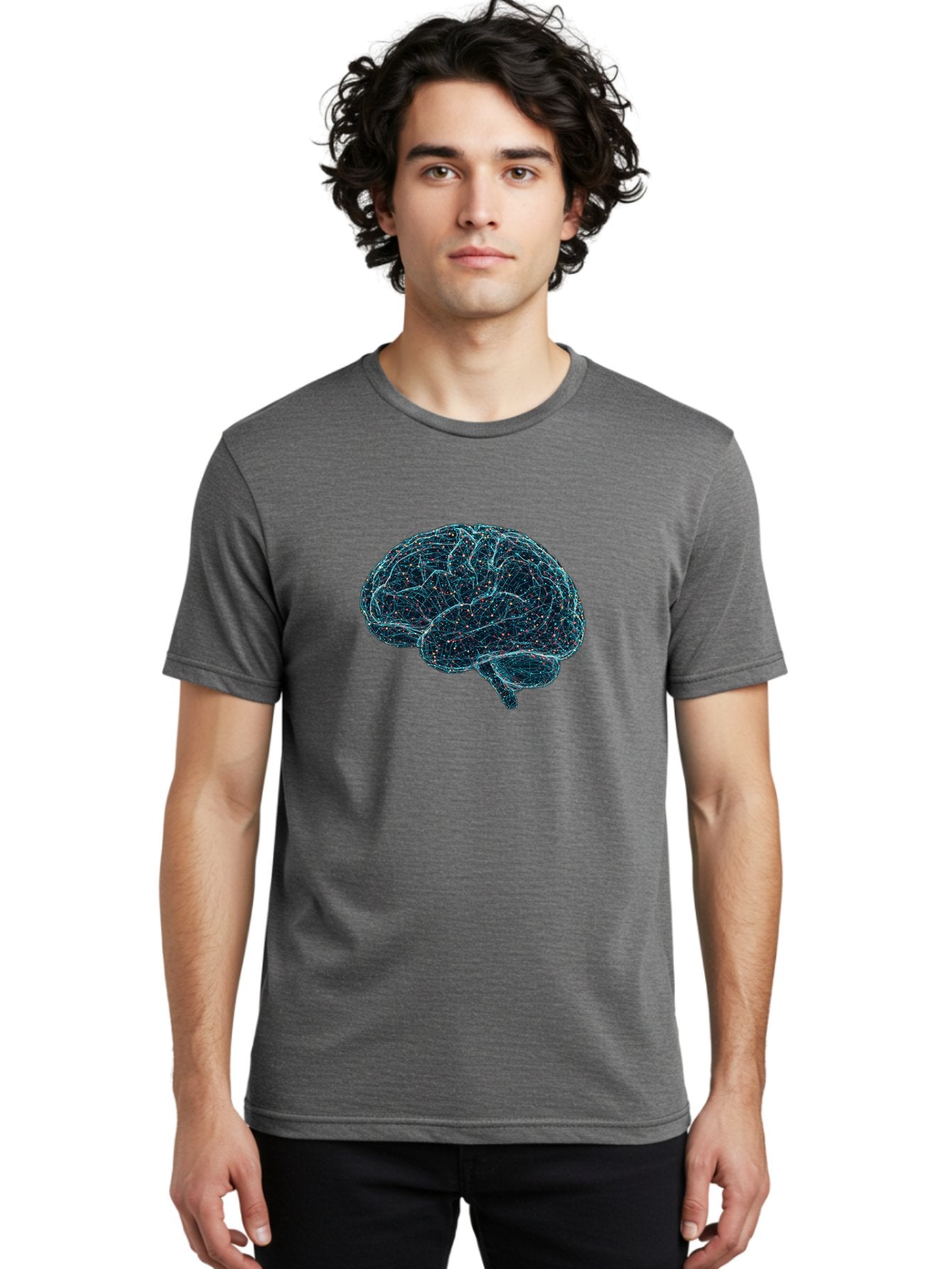 Network-Brain Men'S Graphic Tee, 100% Cotton, Comfortable Casual Summer Wear, Machine Washable, Human Brain, Neurological Connections, Complex Neural Networks, Futuristic Illustration, Science Fiction, Cognitive Function, Brain Activity, Bab031 18