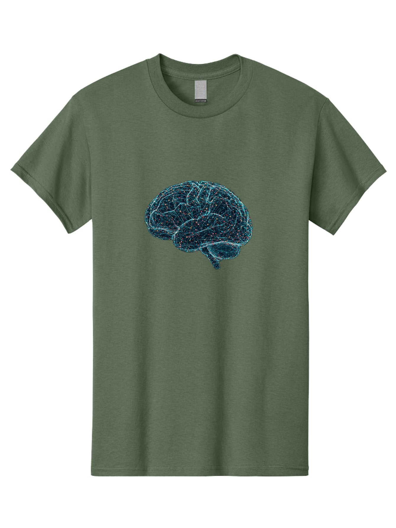 Network-Brain Men'S Graphic Tee, 100% Cotton, Comfortable Casual Summer Wear, Machine Washable, Human Brain, Neurological Connections, Complex Neural Networks, Futuristic Illustration, Science Fiction, Cognitive Function, Brain Activity, Bab031