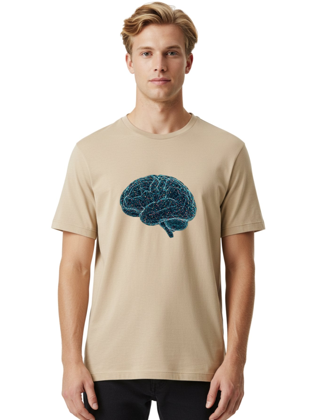 Network-Brain Men'S Graphic Tee, 100% Cotton, Comfortable Casual Summer Wear, Machine Washable, Human Brain, Neurological Connections, Complex Neural Networks, Futuristic Illustration, Science Fiction, Cognitive Function, Brain Activity, Bab031 17