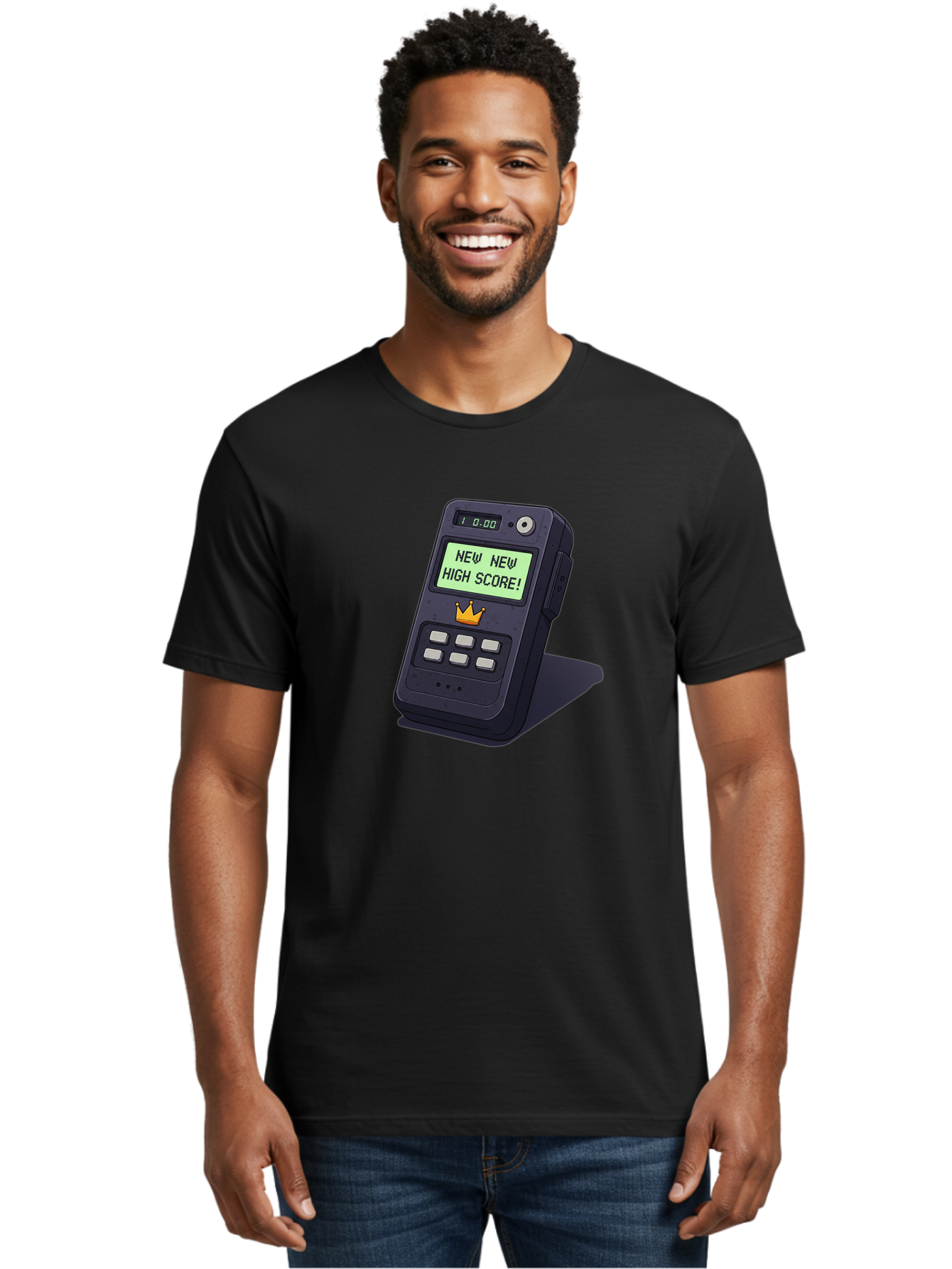 New-New-High-Score Men'S Graphic Tee, 100% Cotton, Comfortable Casual Summer Wear, Machine Washable, Retro Game Console, Vintage Video Game, High Score Alert, Nostalgic Gaming, Classic Arcade, Pixel Art, Electronic Device, Retro Technology, Bab032 6