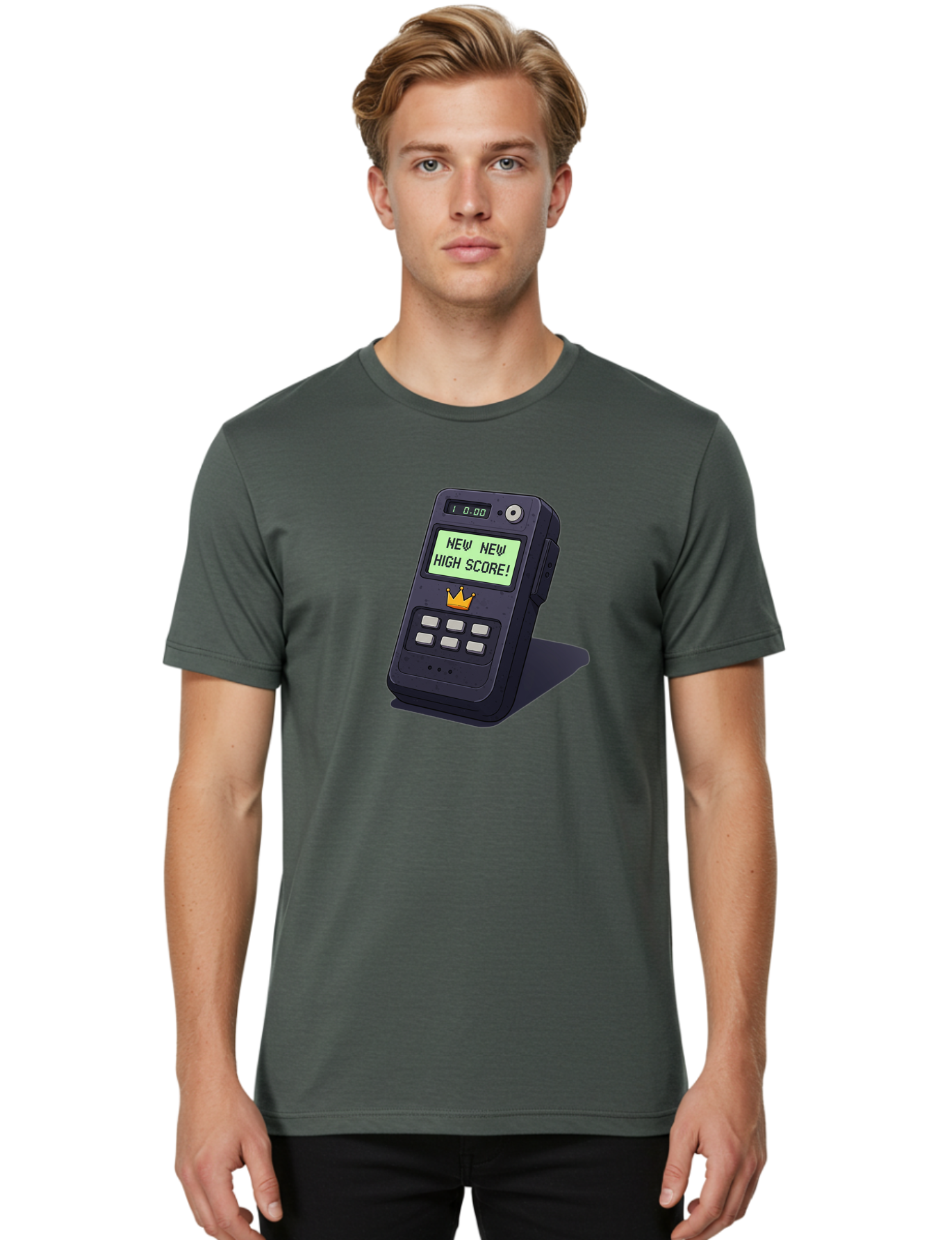 New-New-High-Score Men'S Graphic Tee, 100% Cotton, Comfortable Casual Summer Wear, Machine Washable, Retro Game Console, Vintage Video Game, High Score Alert, Nostalgic Gaming, Classic Arcade, Pixel Art, Electronic Device, Retro Technology, Bab032 16