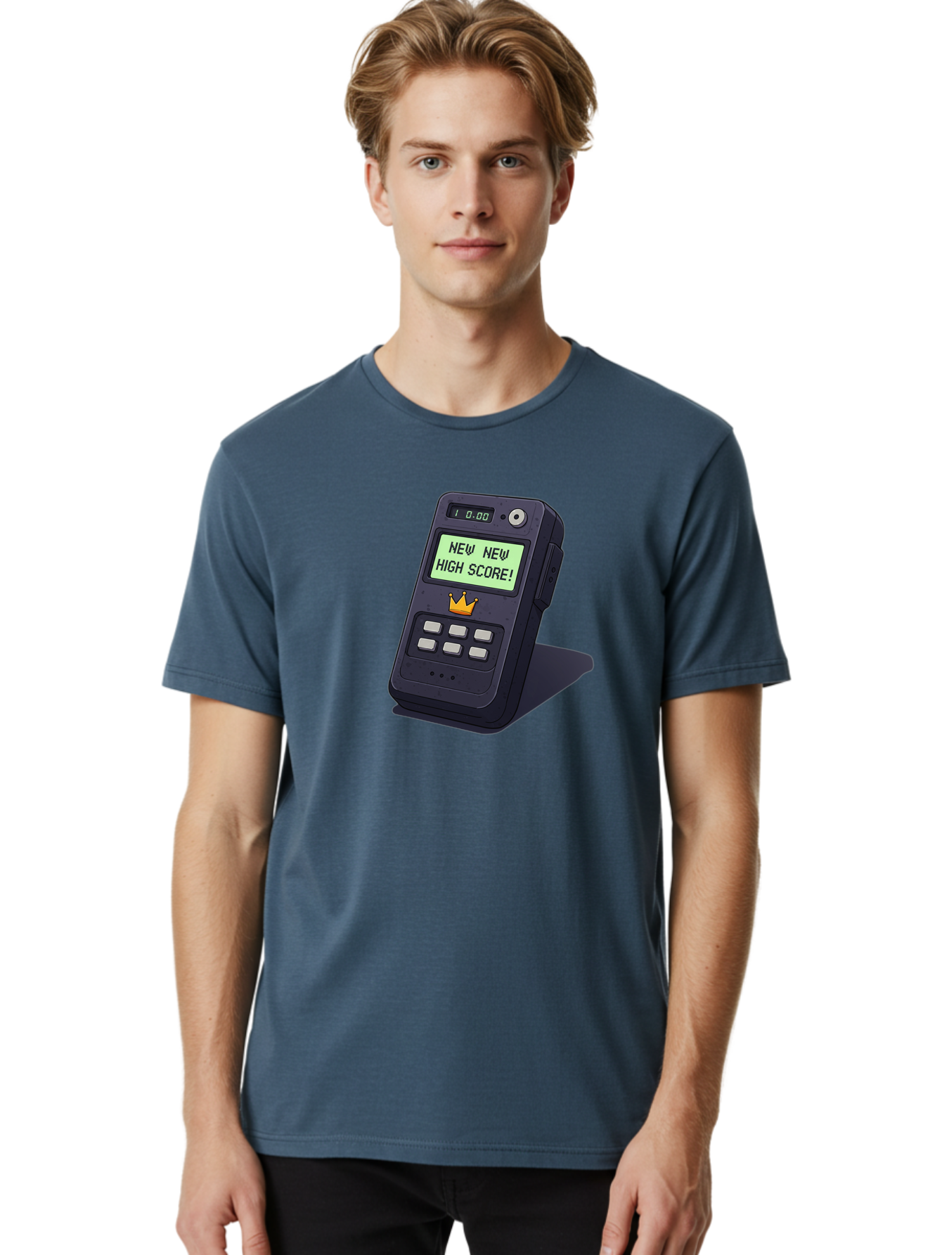 New-New-High-Score Men'S Graphic Tee, 100% Cotton, Comfortable Casual Summer Wear, Machine Washable, Retro Game Console, Vintage Video Game, High Score Alert, Nostalgic Gaming, Classic Arcade, Pixel Art, Electronic Device, Retro Technology, Bab032 4