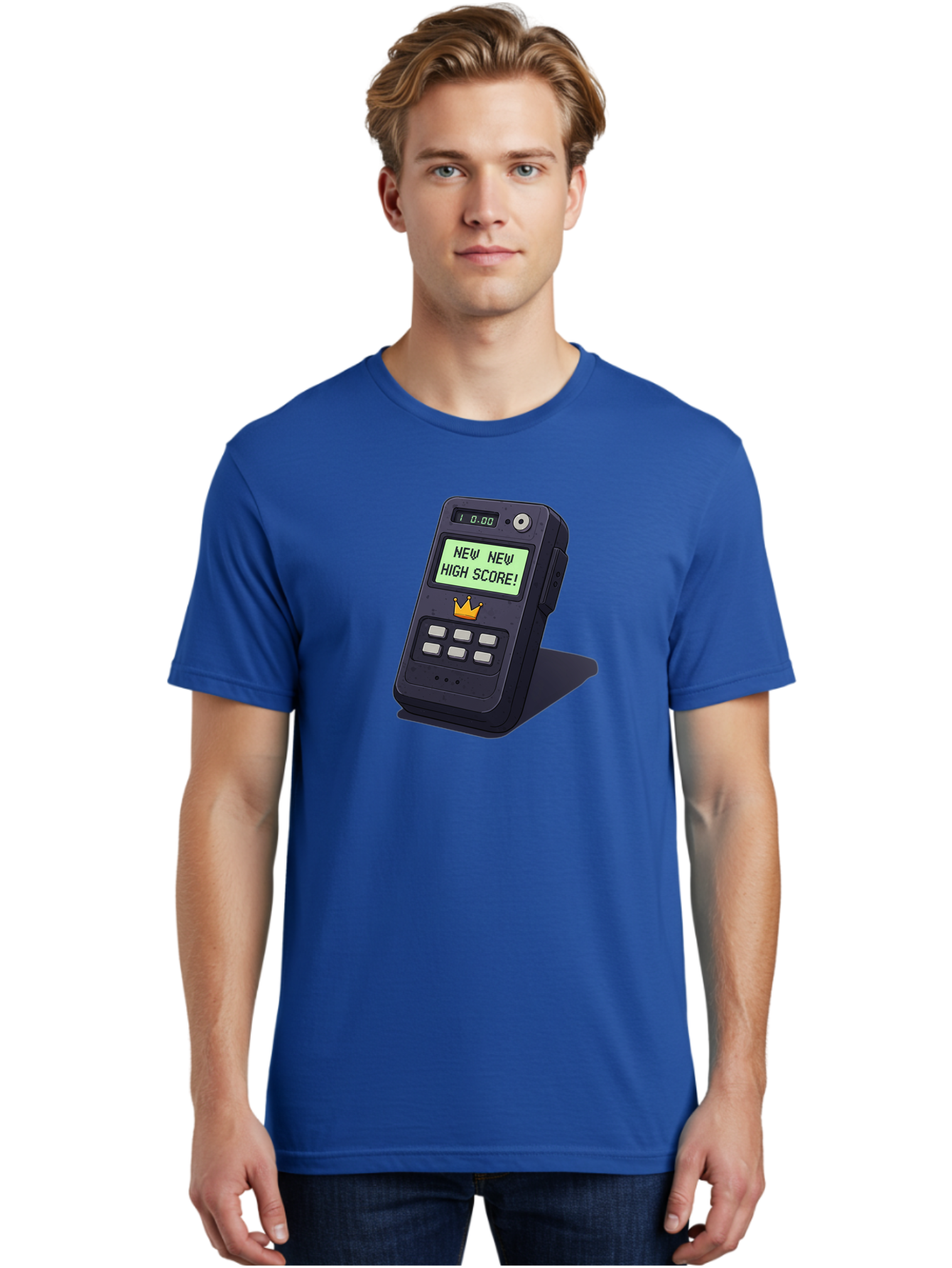 New-New-High-Score Men'S Graphic Tee, 100% Cotton, Comfortable Casual Summer Wear, Machine Washable, Retro Game Console, Vintage Video Game, High Score Alert, Nostalgic Gaming, Classic Arcade, Pixel Art, Electronic Device, Retro Technology, Bab032 24