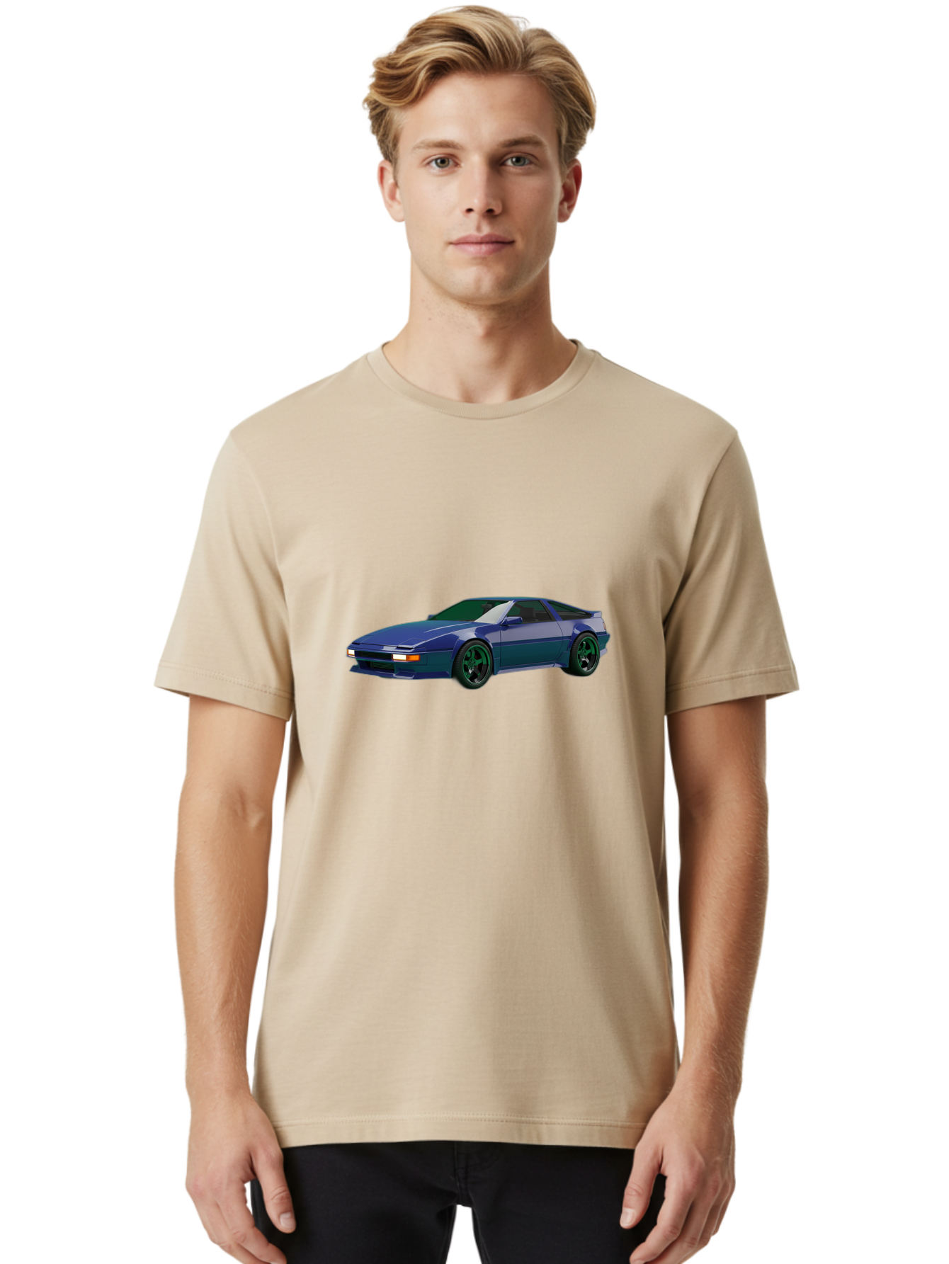 Nissan-240Sx-Coupe Men'S Graphic Tee, 100% Cotton, Comfortable Casual Summer Wear, Machine Washable, Blue Sports Car, Nissan 240Sx, Sleek Design, Sports Coupe, High-Performance Vehicle, Automotive Art, Digital Illustration, Futuristic Styling, Bab034 6