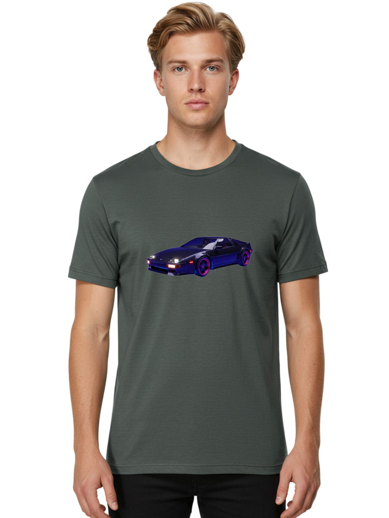 Nissan-240Sx Men'S Graphic Tee, 100% Cotton, Comfortable Casual Summer Wear, Machine Washable, Nissan 240Sx, Sports Car, Sleek Design, High-Performance Vehicle, Neon Lights, Futuristic Style, Purple Accents, Dynamic Graphics Bab035 28