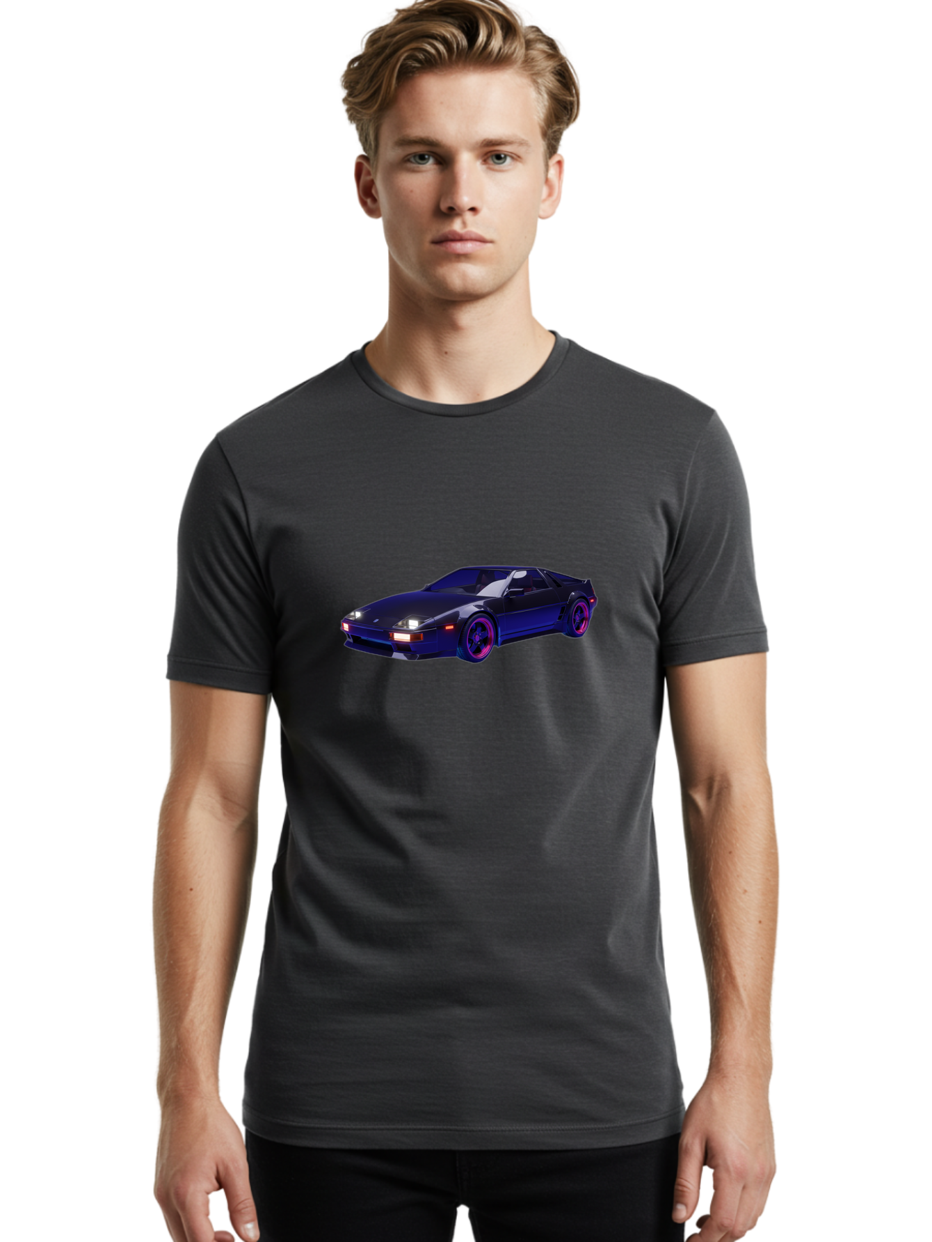 Nissan-240Sx Men'S Graphic Tee, 100% Cotton, Comfortable Casual Summer Wear, Machine Washable, Nissan 240Sx, Sports Car, Sleek Design, High-Performance Vehicle, Neon Lights, Futuristic Style, Purple Accents, Dynamic Graphics Bab035 6