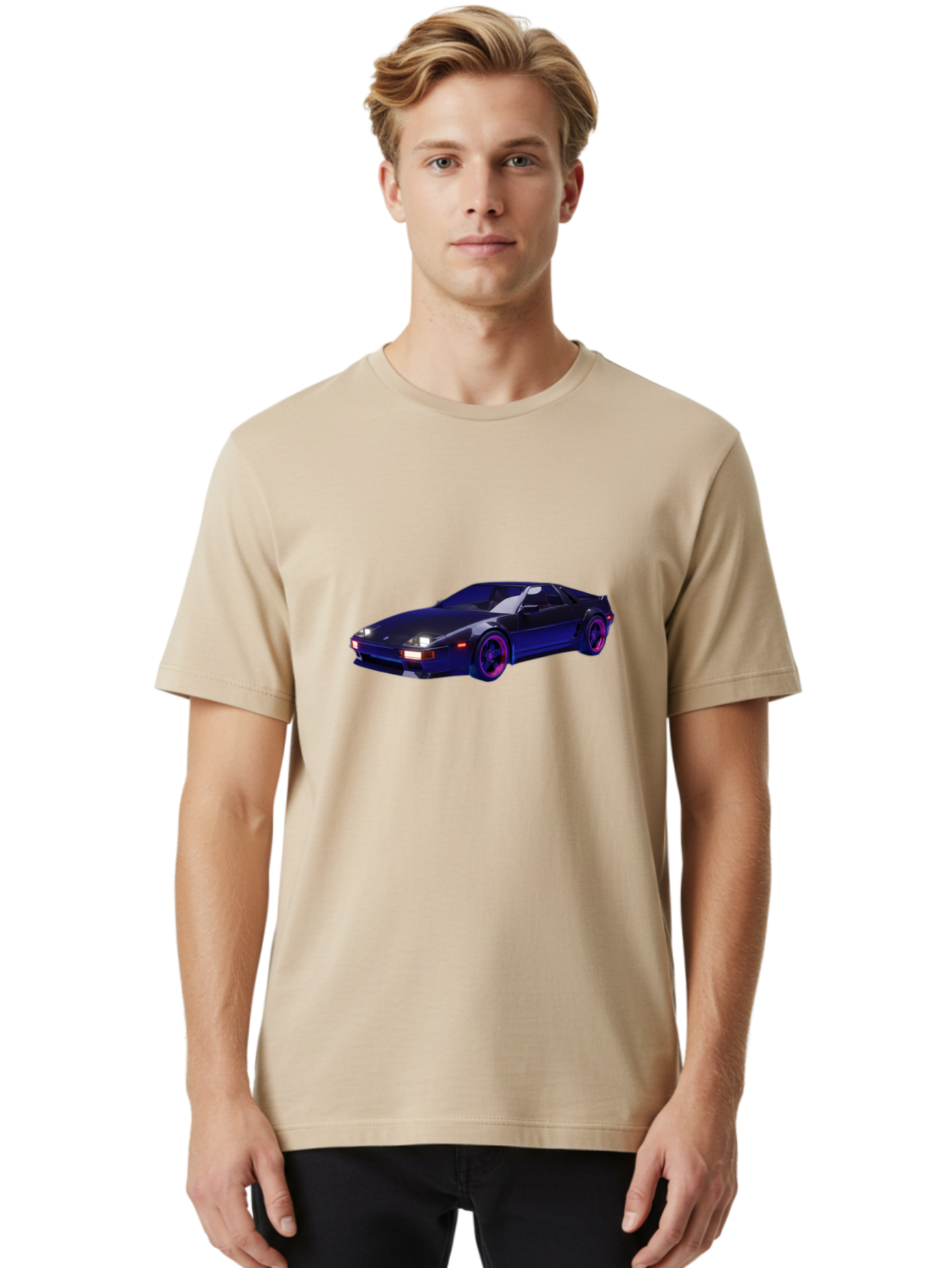 Nissan-240Sx Men'S Graphic Tee, 100% Cotton, Comfortable Casual Summer Wear, Machine Washable, Nissan 240Sx, Sports Car, Sleek Design, High-Performance Vehicle, Neon Lights, Futuristic Style, Purple Accents, Dynamic Graphics Bab035 30