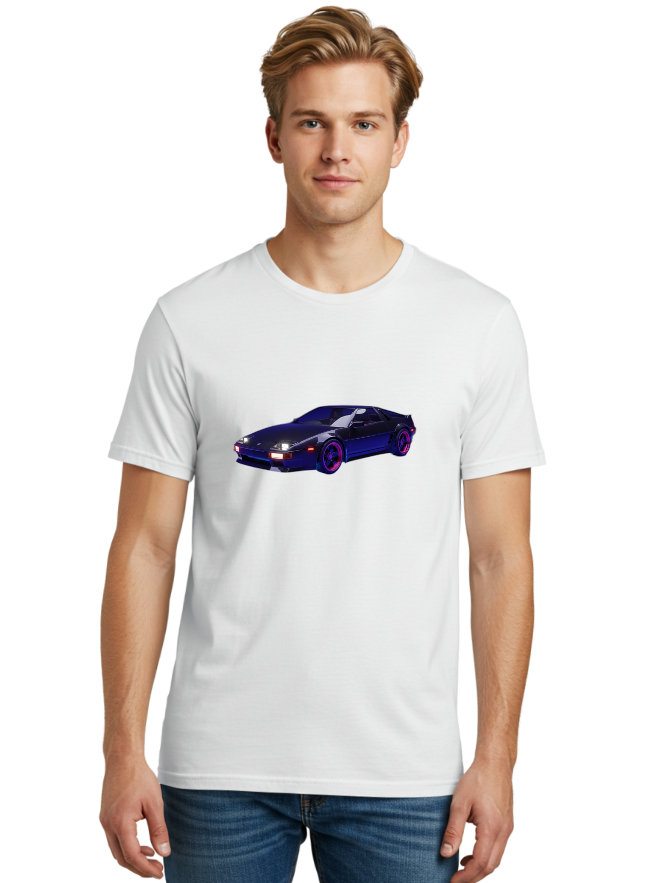 Nissan-240Sx Men'S Graphic Tee, 100% Cotton, Comfortable Casual Summer Wear, Machine Washable, Nissan 240Sx, Sports Car, Sleek Design, High-Performance Vehicle, Neon Lights, Futuristic Style, Purple Accents, Dynamic Graphics Bab035 22