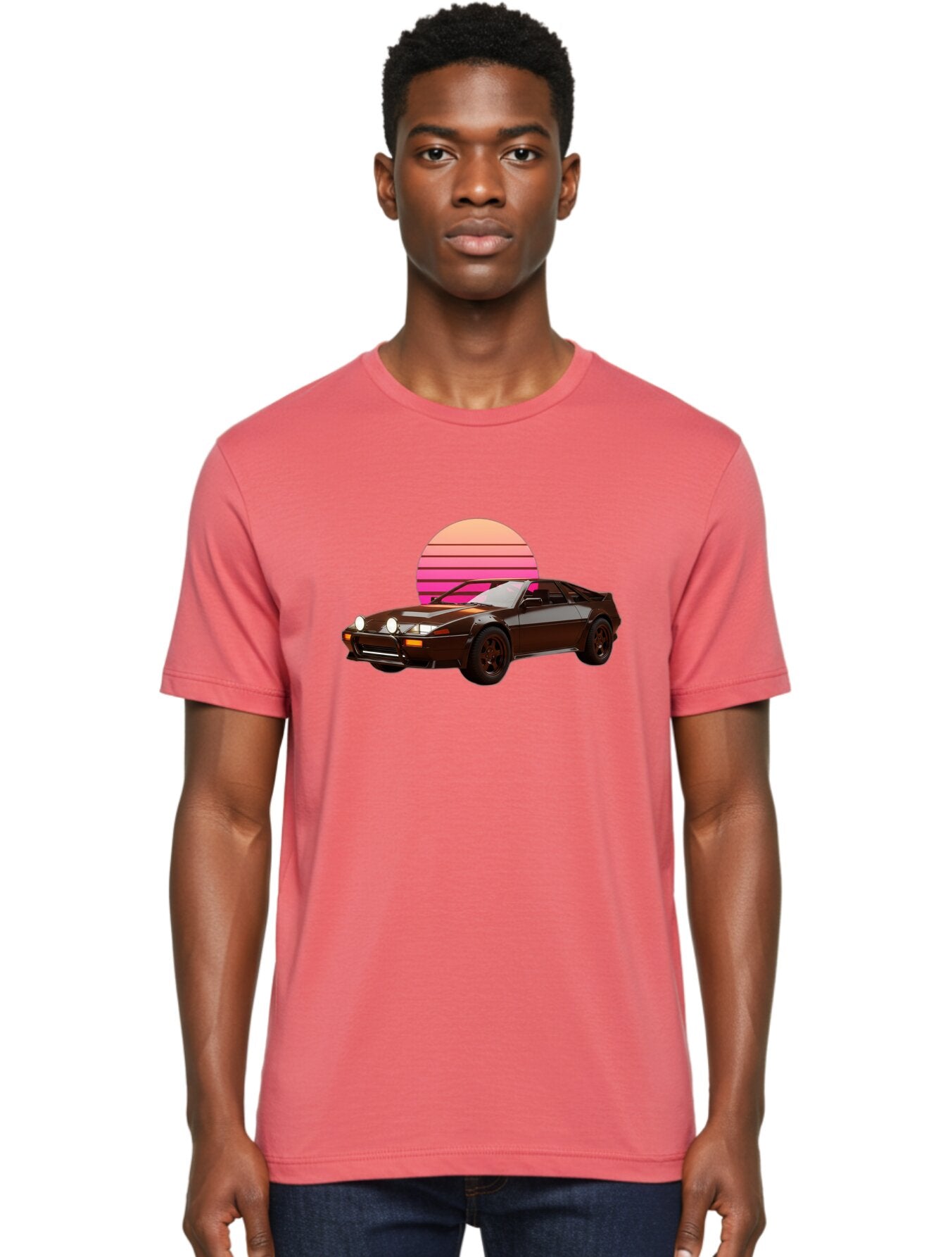 Nissan-240Z Men'S Graphic Tee, 100% Cotton, Comfortable Casual Summer Wear, Machine Washable, Vintage Sports Car, Retro Style, Dusk Scene, Gradient Sunset, Nostalgic Feel, Classic Automobile, Vintage Vibes, Iconic Design, Automotive Art, Bab036 27