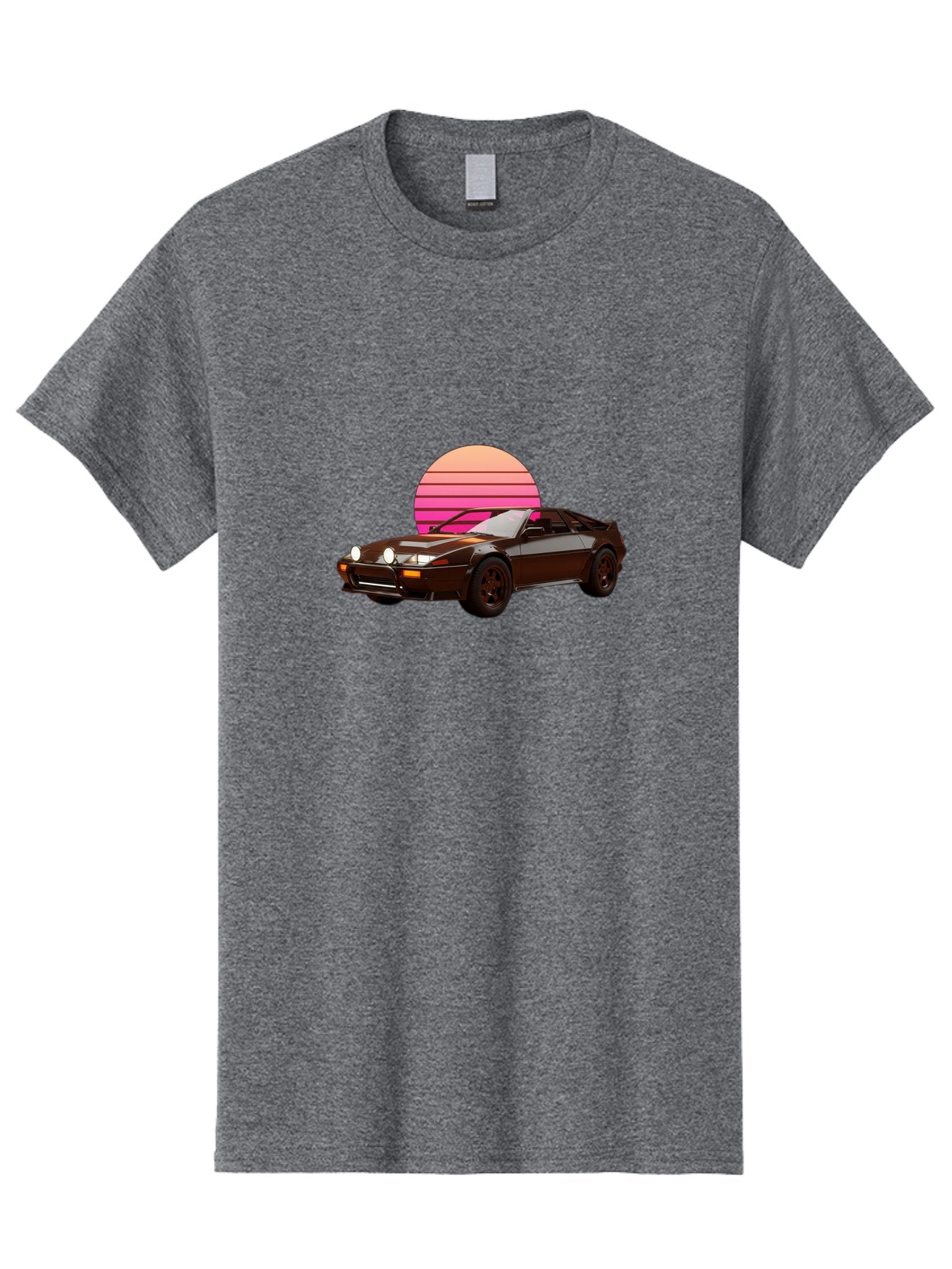Nissan-240Z Men'S Graphic Tee, 100% Cotton, Comfortable Casual Summer Wear, Machine Washable, Vintage Sports Car, Retro Style, Dusk Scene, Gradient Sunset, Nostalgic Feel, Classic Automobile, Vintage Vibes, Iconic Design, Automotive Art, Bab036