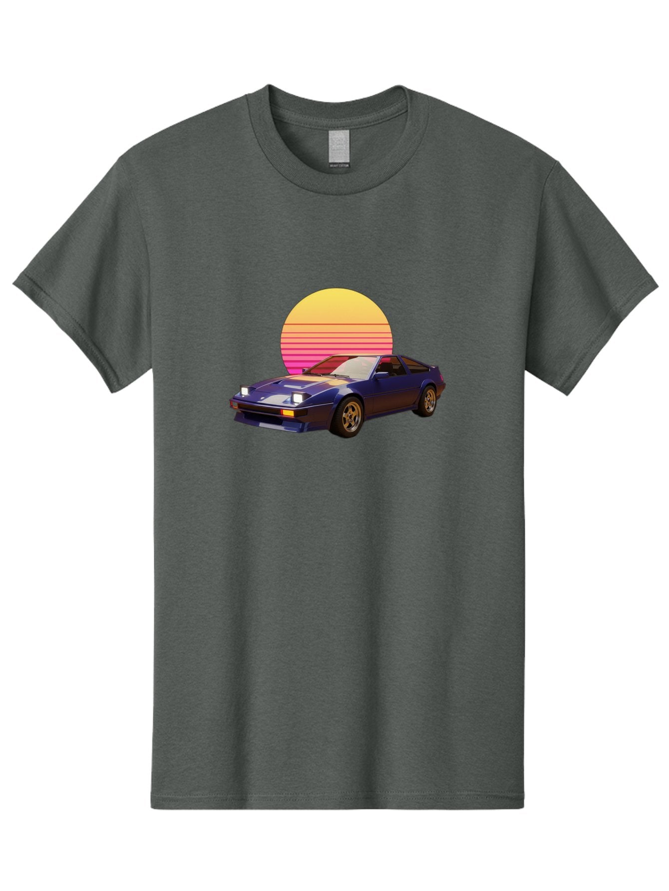 Nissan-280Zx Men'S Graphic Tee, 100% Cotton, Comfortable Casual Summer Wear, Machine Washable, Retro Sports Car, Vintage Automobile, 80S Style, Pop Art, Neon Colors, Gradient Sun, Futuristic Design, Classic Ride, Nostalgic Feel, Bab037 5