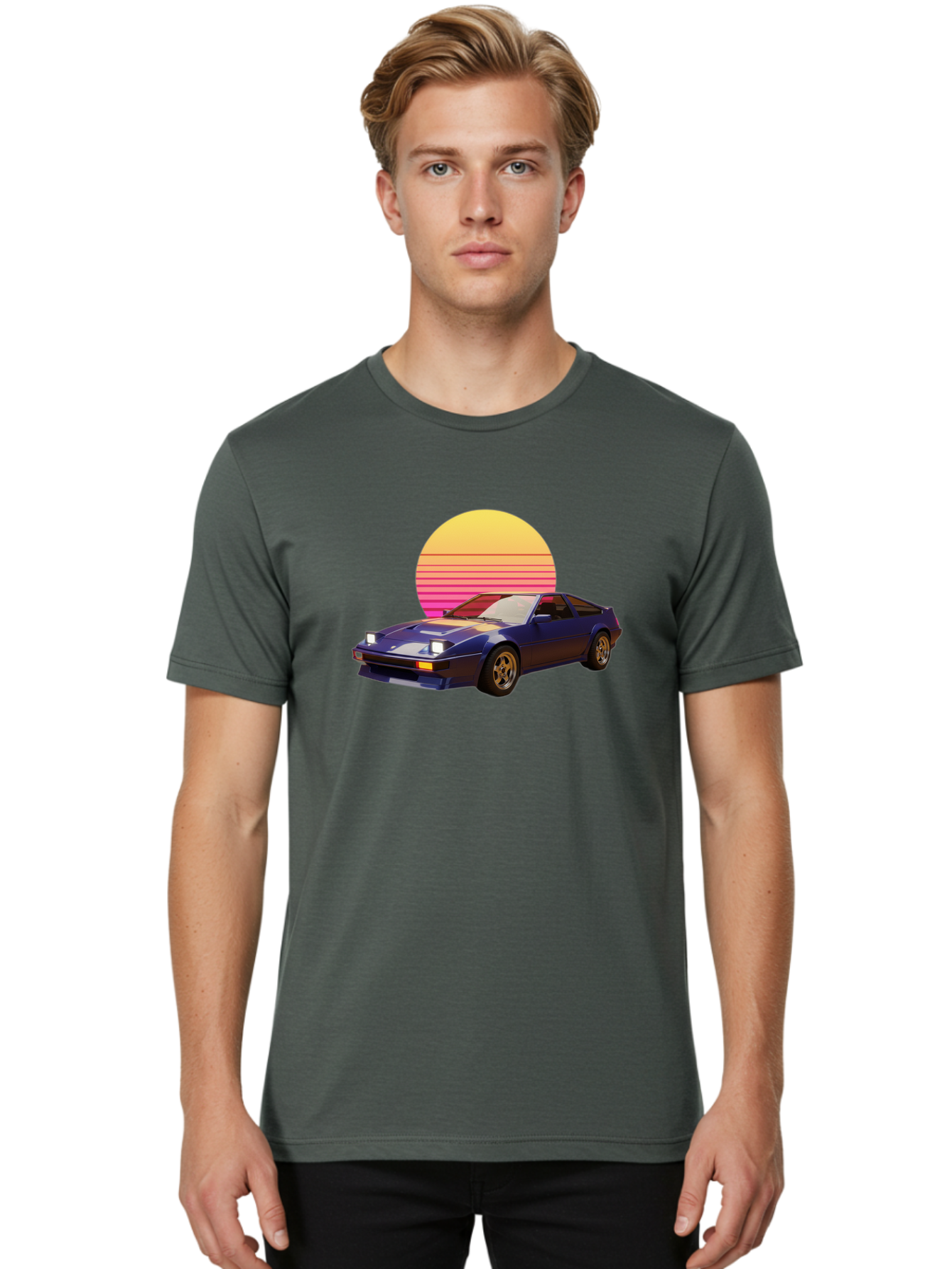 Nissan-280Zx Men'S Graphic Tee, 100% Cotton, Comfortable Casual Summer Wear, Machine Washable, Retro Sports Car, Vintage Automobile, 80S Style, Pop Art, Neon Colors, Gradient Sun, Futuristic Design, Classic Ride, Nostalgic Feel, Bab037 16