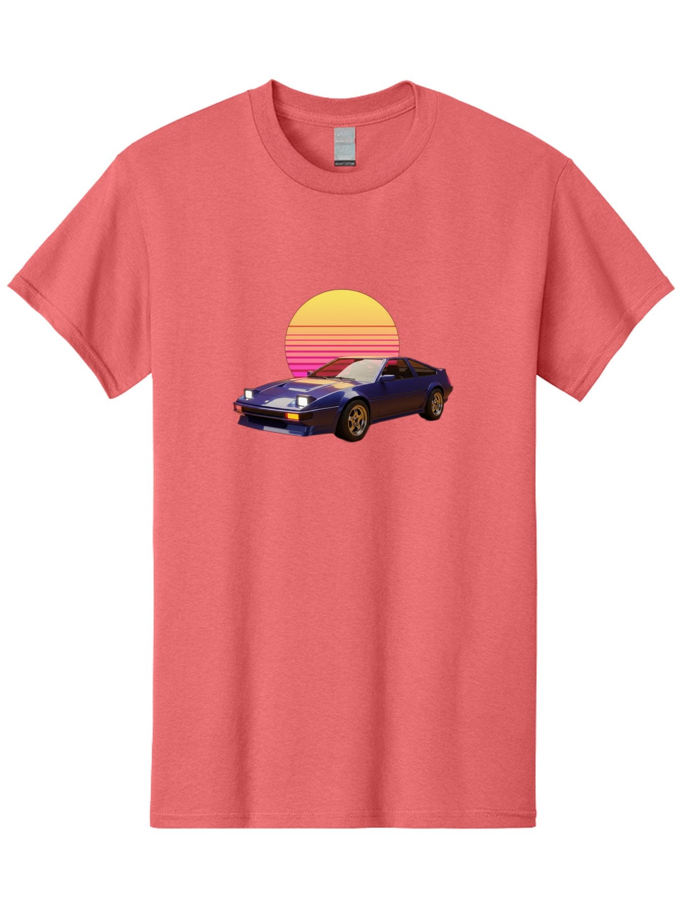 Nissan-280Zx Men'S Graphic Tee, 100% Cotton, Comfortable Casual Summer Wear, Machine Washable, Retro Sports Car, Vintage Automobile, 80S Style, Pop Art, Neon Colors, Gradient Sun, Futuristic Design, Classic Ride, Nostalgic Feel, Bab037 6