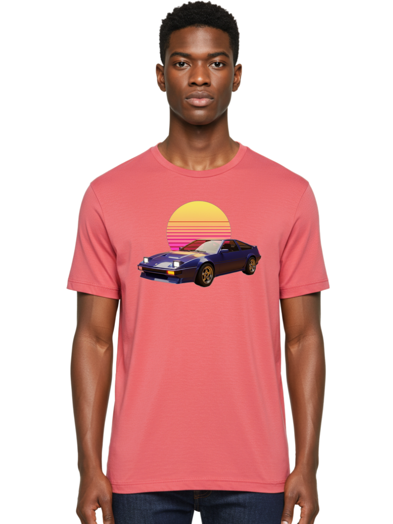 Nissan-280Zx Men'S Graphic Tee, 100% Cotton, Comfortable Casual Summer Wear, Machine Washable, Retro Sports Car, Vintage Automobile, 80S Style, Pop Art, Neon Colors, Gradient Sun, Futuristic Design, Classic Ride, Nostalgic Feel, Bab037 14