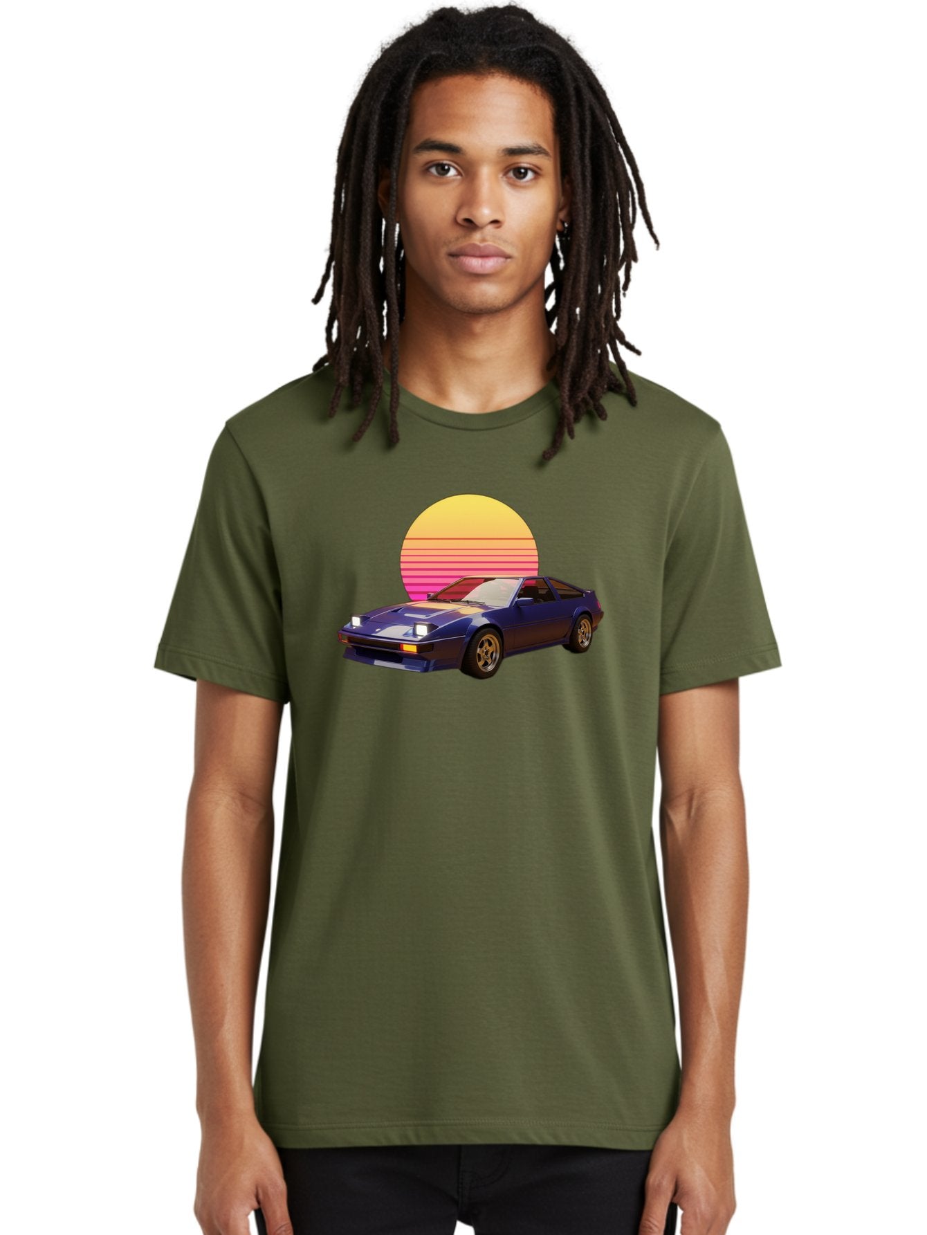 Nissan-280Zx Men'S Graphic Tee, 100% Cotton, Comfortable Casual Summer Wear, Machine Washable, Retro Sports Car, Vintage Automobile, 80S Style, Pop Art, Neon Colors, Gradient Sun, Futuristic Design, Classic Ride, Nostalgic Feel, Bab037 17
