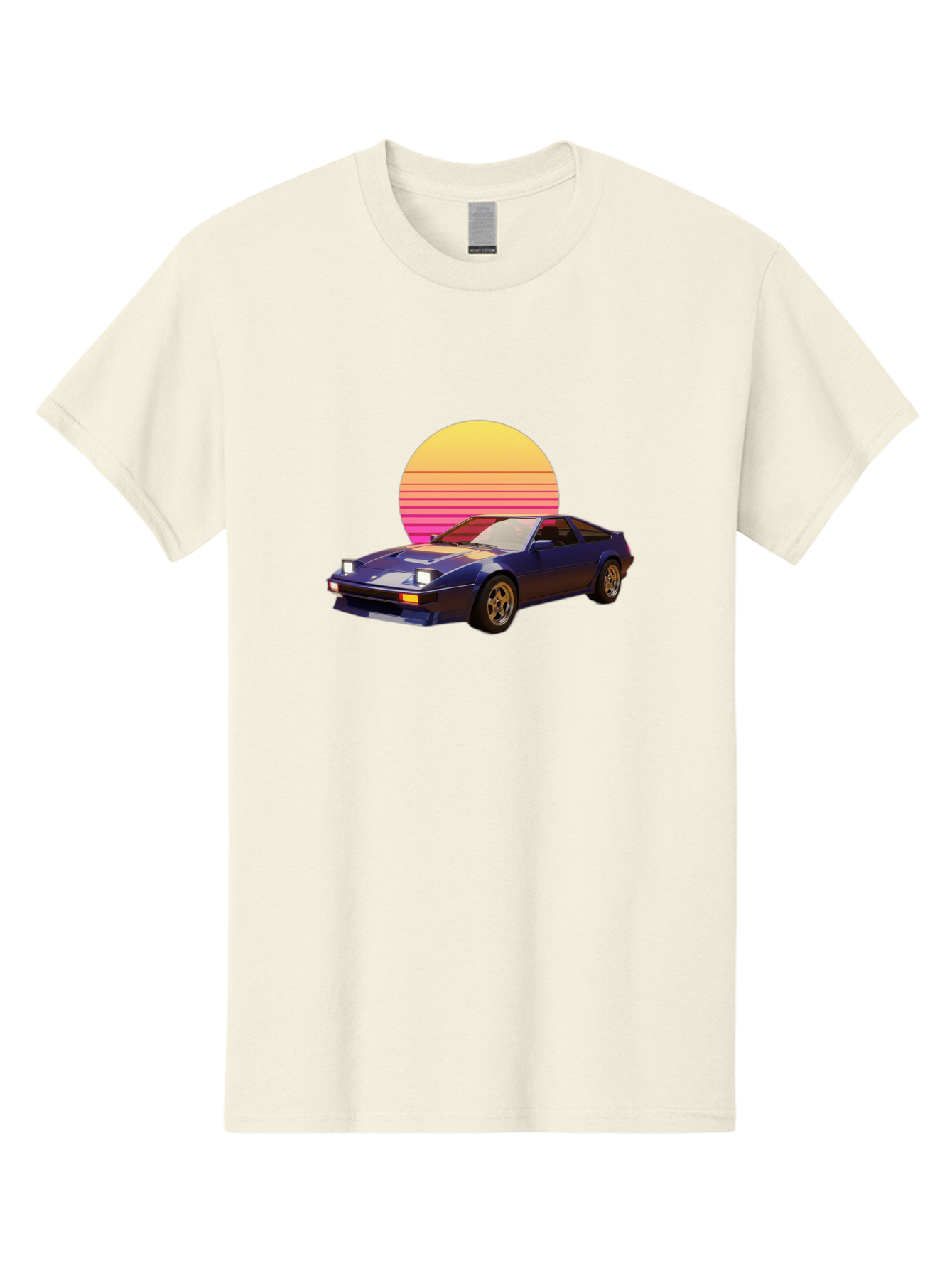 Nissan-280Zx Men'S Graphic Tee, 100% Cotton, Comfortable Casual Summer Wear, Machine Washable, Retro Sports Car, Vintage Automobile, 80S Style, Pop Art, Neon Colors, Gradient Sun, Futuristic Design, Classic Ride, Nostalgic Feel, Bab037 3