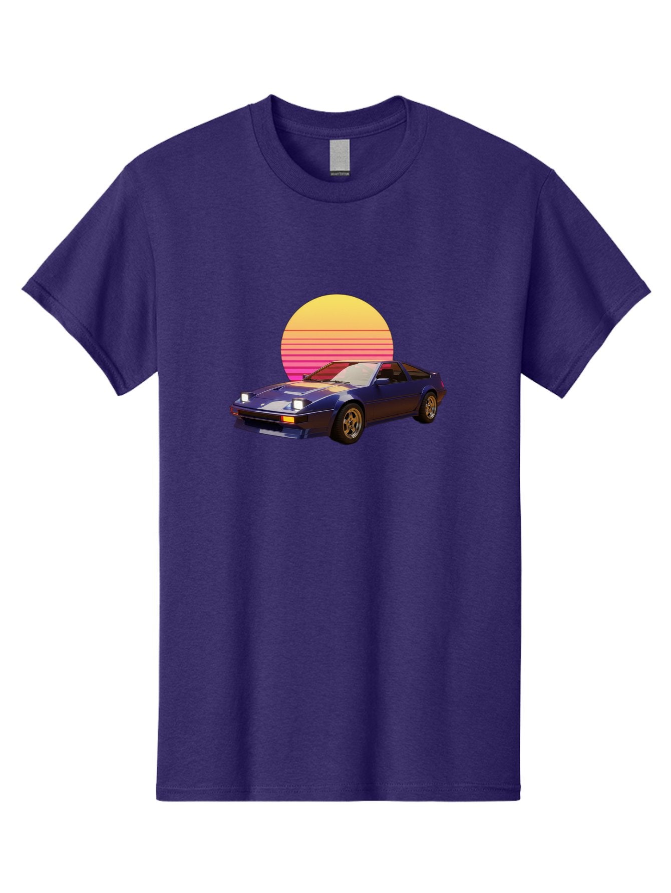 Nissan-280Zx Men'S Graphic Tee, 100% Cotton, Comfortable Casual Summer Wear, Machine Washable, Retro Sports Car, Vintage Automobile, 80S Style, Pop Art, Neon Colors, Gradient Sun, Futuristic Design, Classic Ride, Nostalgic Feel, Bab037 3