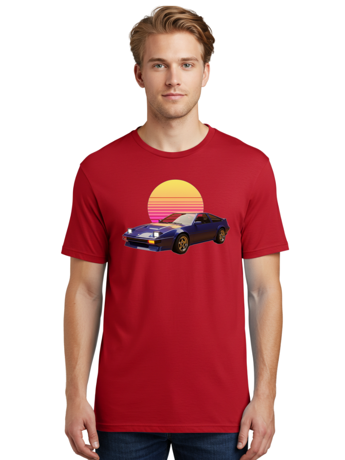 Nissan-280Zx Men'S Graphic Tee, 100% Cotton, Comfortable Casual Summer Wear, Machine Washable, Retro Sports Car, Vintage Automobile, 80S Style, Pop Art, Neon Colors, Gradient Sun, Futuristic Design, Classic Ride, Nostalgic Feel, Bab037 12
