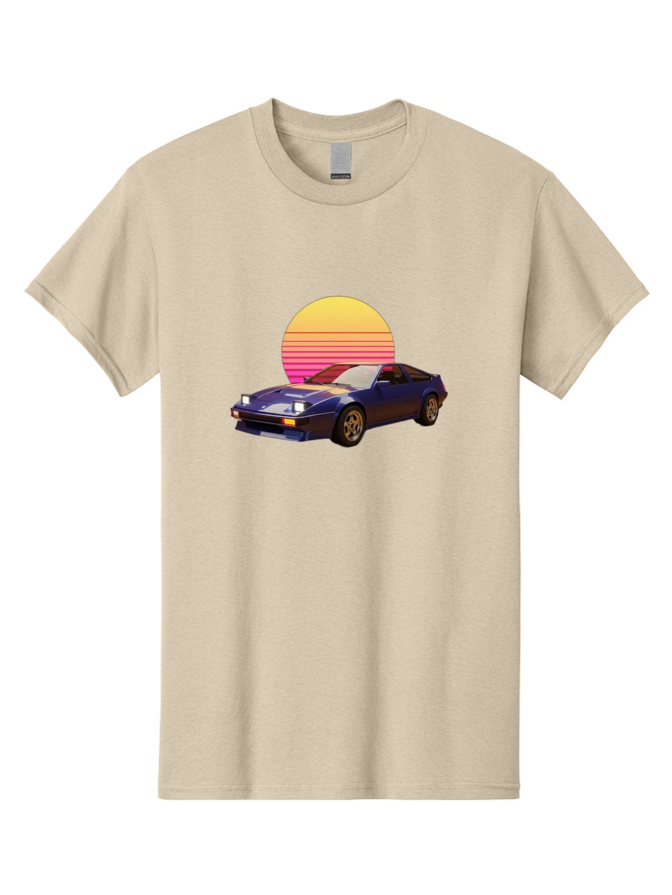 Nissan-280Zx Men'S Graphic Tee, 100% Cotton, Comfortable Casual Summer Wear, Machine Washable, Retro Sports Car, Vintage Automobile, 80S Style, Pop Art, Neon Colors, Gradient Sun, Futuristic Design, Classic Ride, Nostalgic Feel, Bab037 7