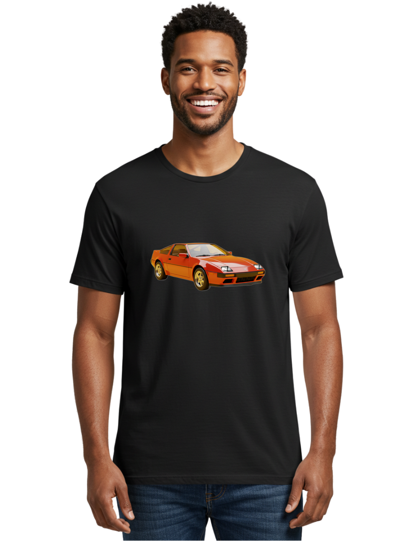 Nissan-300Zx-1 Men'S Graphic Tee, 100% Cotton, Comfortable Casual Summer Wear, Machine Washable, Nissan 300Zx Sports Car, Orange Sports Car, Classic Car Design, Vintage Automobile, Retro Style, Sleek, High-Performance Vehicle, Automotive Art Bab038 12