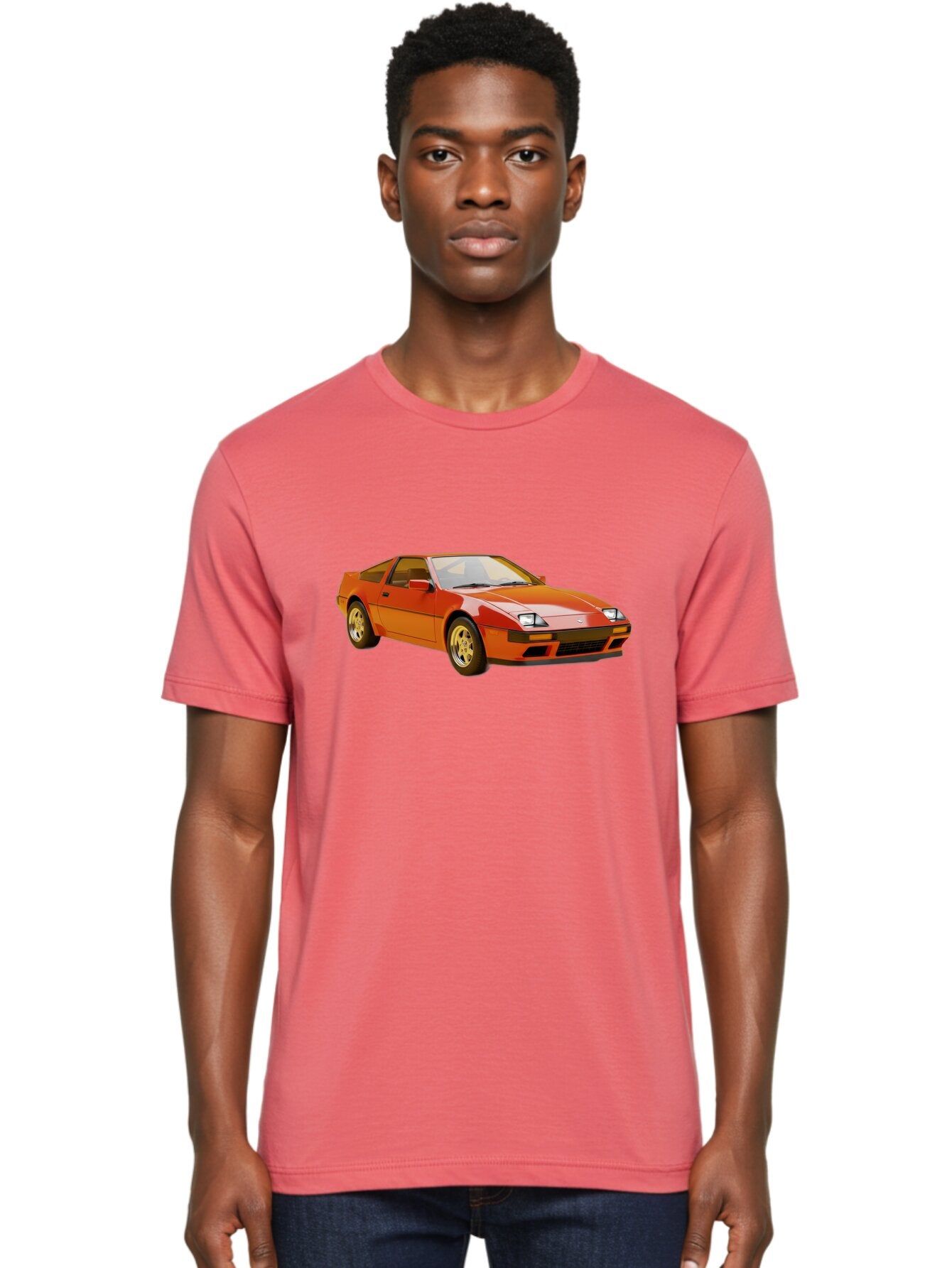 Nissan-300Zx-1 Men'S Graphic Tee, 100% Cotton, Comfortable Casual Summer Wear, Machine Washable, Nissan 300Zx Sports Car, Orange Sports Car, Classic Car Design, Vintage Automobile, Retro Style, Sleek, High-Performance Vehicle, Automotive Art Bab038 23