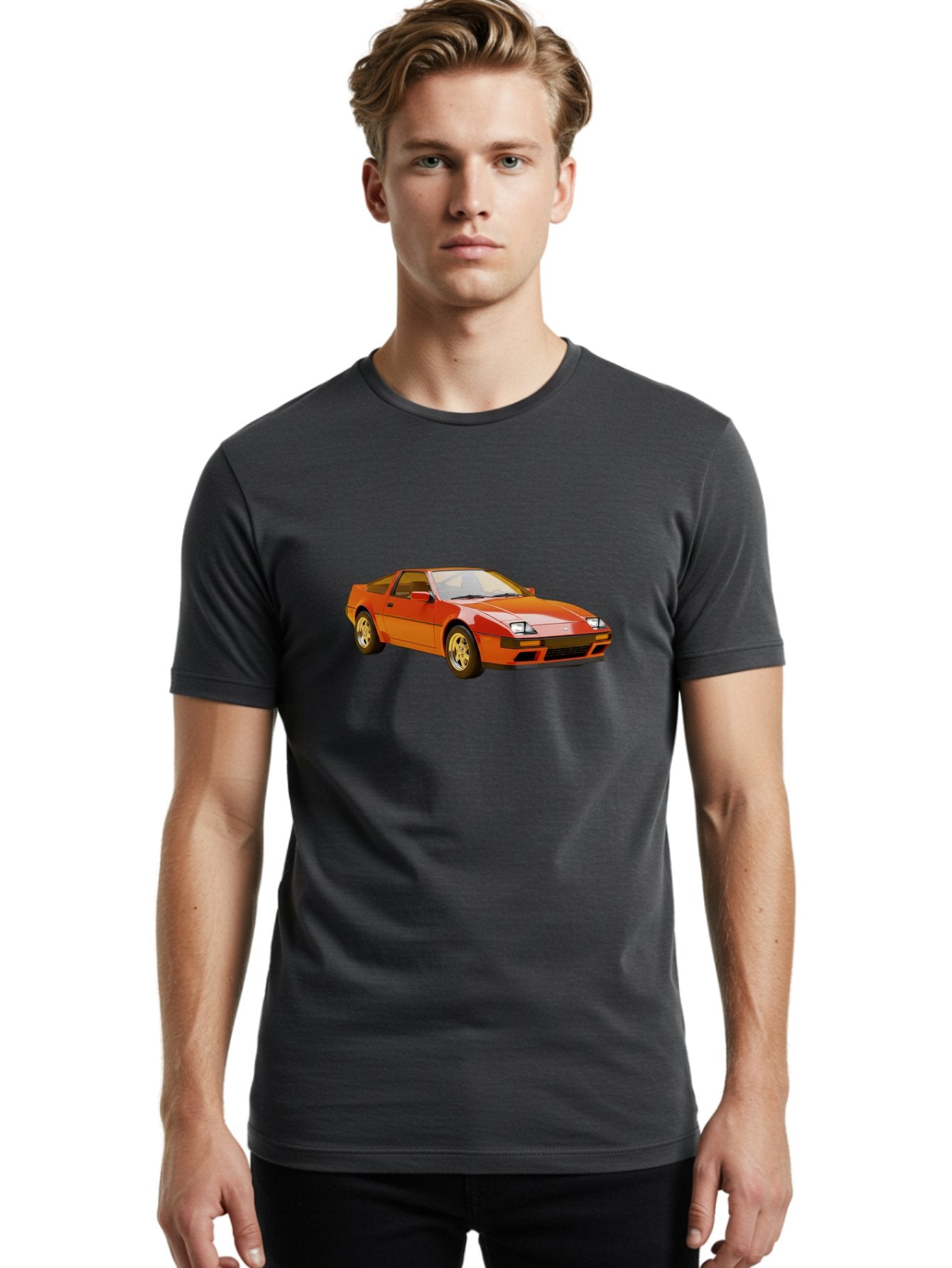Nissan-300Zx-1 Men'S Graphic Tee, 100% Cotton, Comfortable Casual Summer Wear, Machine Washable, Nissan 300Zx Sports Car, Orange Sports Car, Classic Car Design, Vintage Automobile, Retro Style, Sleek, High-Performance Vehicle, Automotive Art Bab038 18