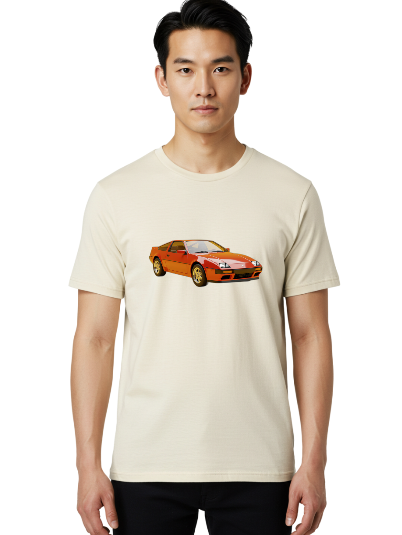 Nissan-300Zx-1 Men'S Graphic Tee, 100% Cotton, Comfortable Casual Summer Wear, Machine Washable, Nissan 300Zx Sports Car, Orange Sports Car, Classic Car Design, Vintage Automobile, Retro Style, Sleek, High-Performance Vehicle, Automotive Art Bab038 14
