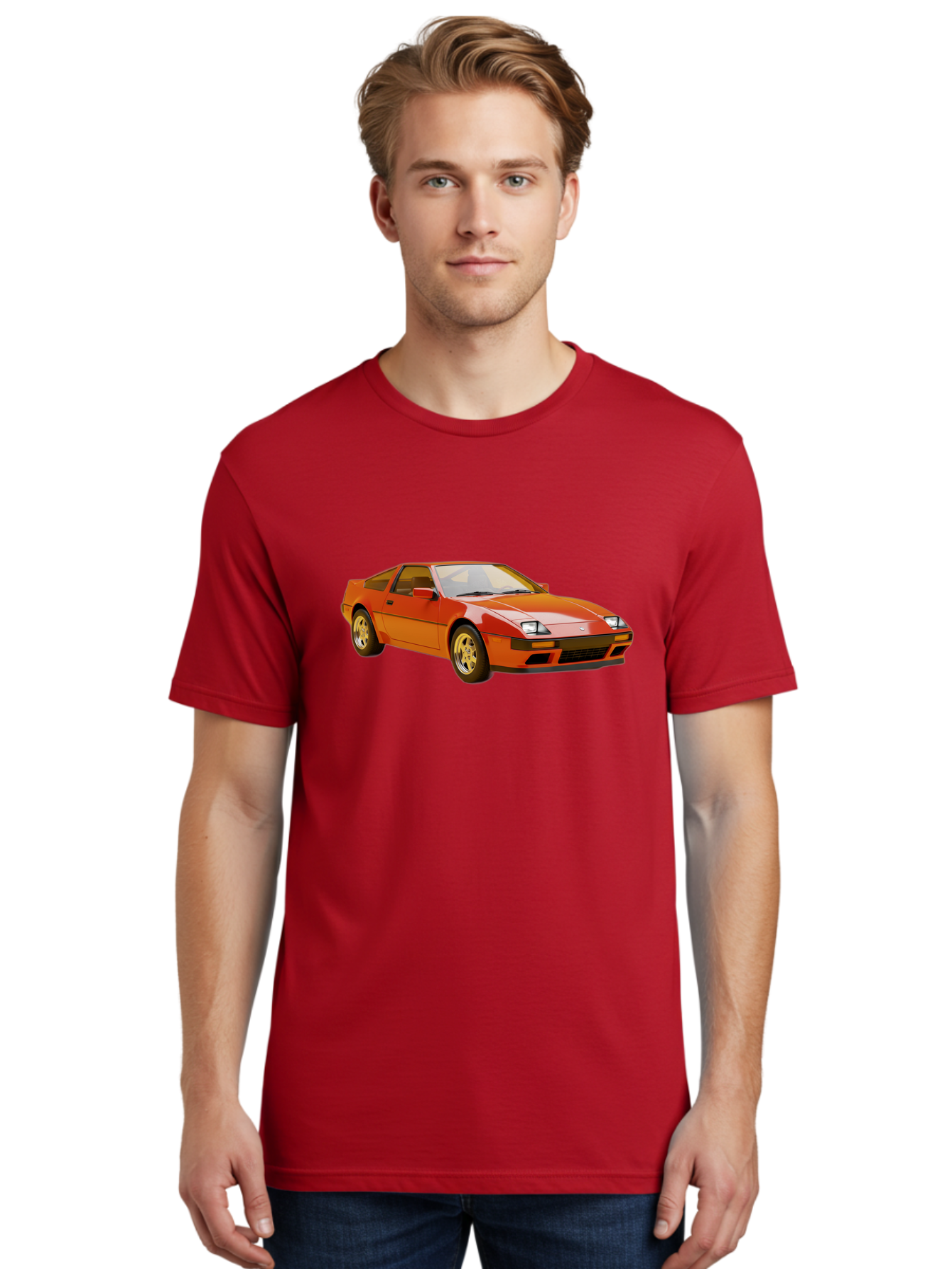 Nissan-300Zx-1 Men'S Graphic Tee, 100% Cotton, Comfortable Casual Summer Wear, Machine Washable, Nissan 300Zx Sports Car, Orange Sports Car, Classic Car Design, Vintage Automobile, Retro Style, Sleek, High-Performance Vehicle, Automotive Art Bab038 26