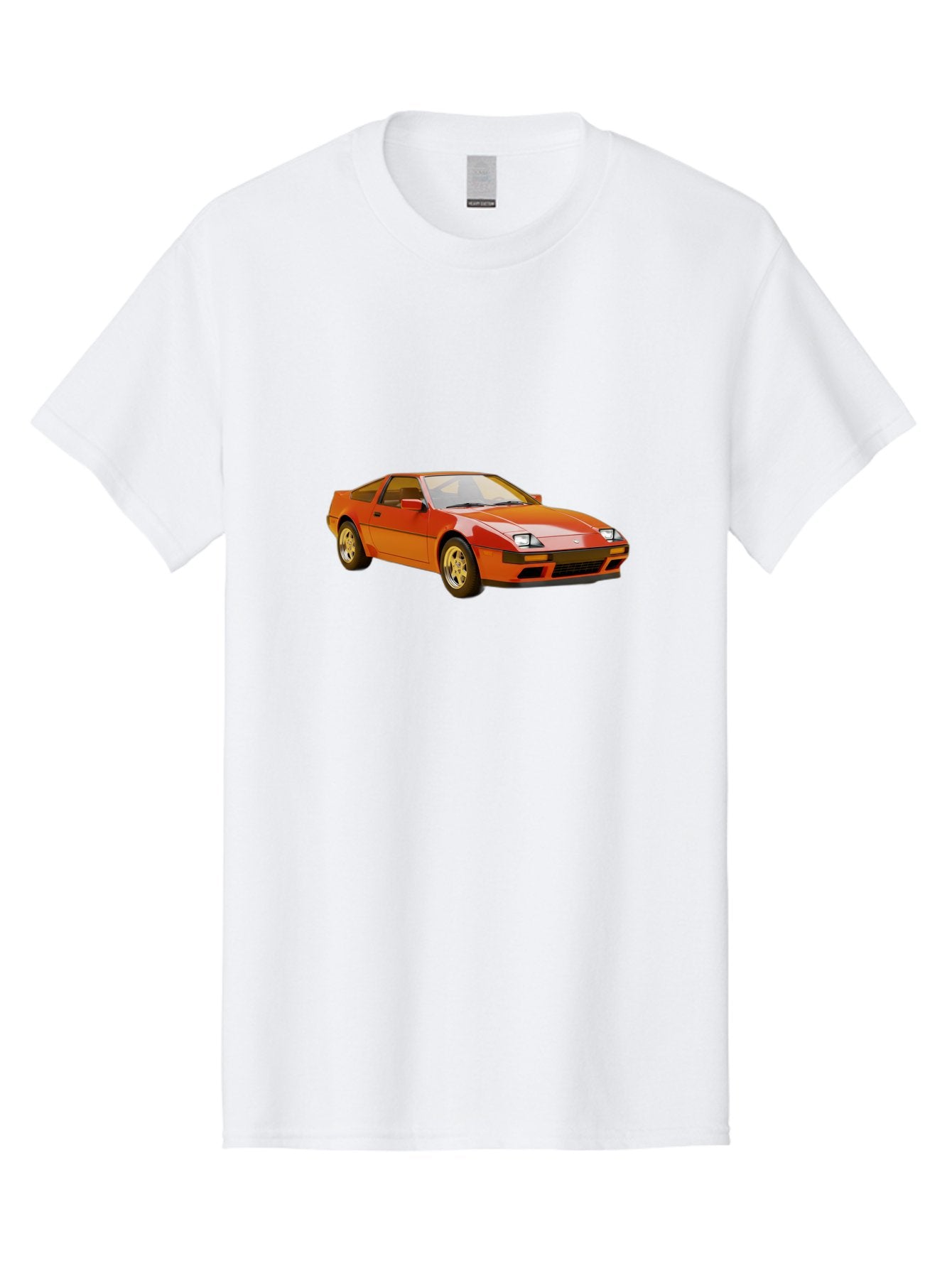 Nissan-300Zx-1 Men'S Graphic Tee, 100% Cotton, Comfortable Casual Summer Wear, Machine Washable, Nissan 300Zx Sports Car, Orange Sports Car, Classic Car Design, Vintage Automobile, Retro Style, Sleek, High-Performance Vehicle, Automotive Art Bab038