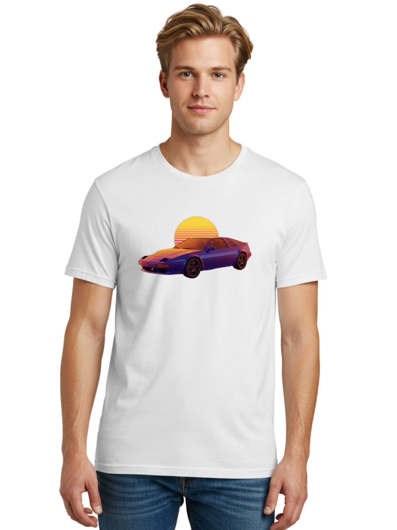 Nissan-300Zx-2 Men'S Graphic Tee, 100% Cotton, Comfortable Casual Summer Wear, Machine Washable, Nissan 300Zx Sports Car, Retro Futuristic Design, Vaporwave Aesthetic, Neon Colors, Synthwave Art, 80S Nostalgia, Retro Gaming, Bab039 6