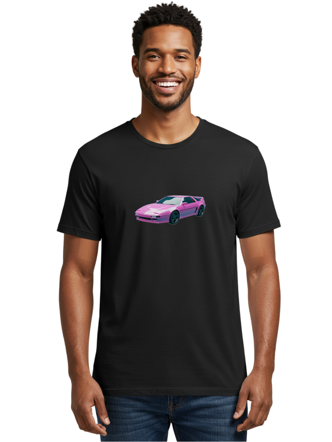 Nissan-300Zx-3 Men'S Graphic Tee, 100% Cotton, Comfortable Casual Summer Wear, Machine Washable, Pink Sports Car, Sleek Design, Futuristic Look, Vibrant Pink Color, Black Wheels, Sports Mode, Luxury Vehicle, High-Performance Car, Stylish Ride Bab040 30