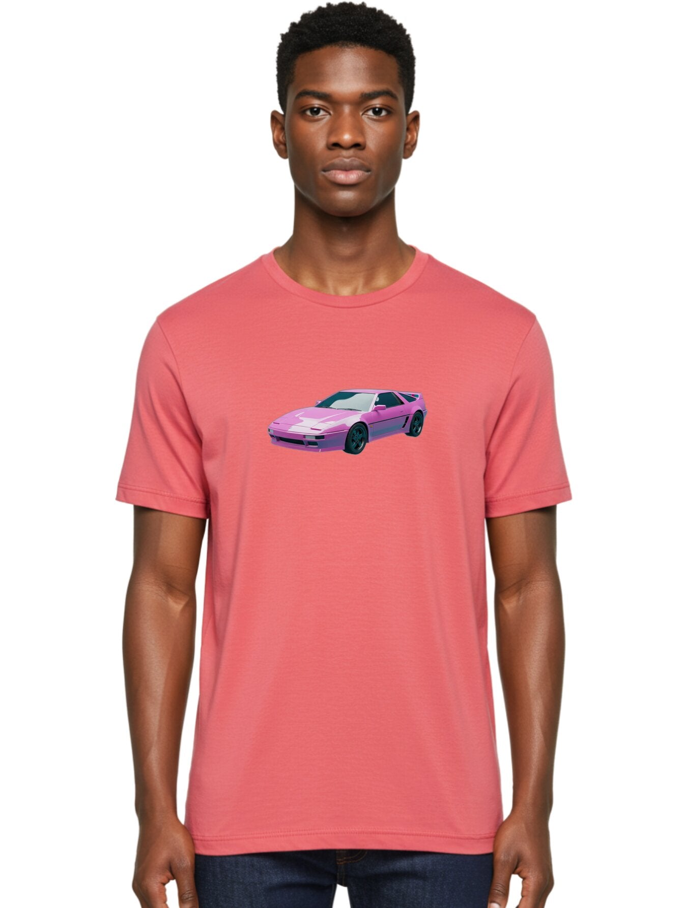 Nissan-300Zx-3 Men'S Graphic Tee, 100% Cotton, Comfortable Casual Summer Wear, Machine Washable, Pink Sports Car, Sleek Design, Futuristic Look, Vibrant Pink Color, Black Wheels, Sports Mode, Luxury Vehicle, High-Performance Car, Stylish Ride Bab040 19