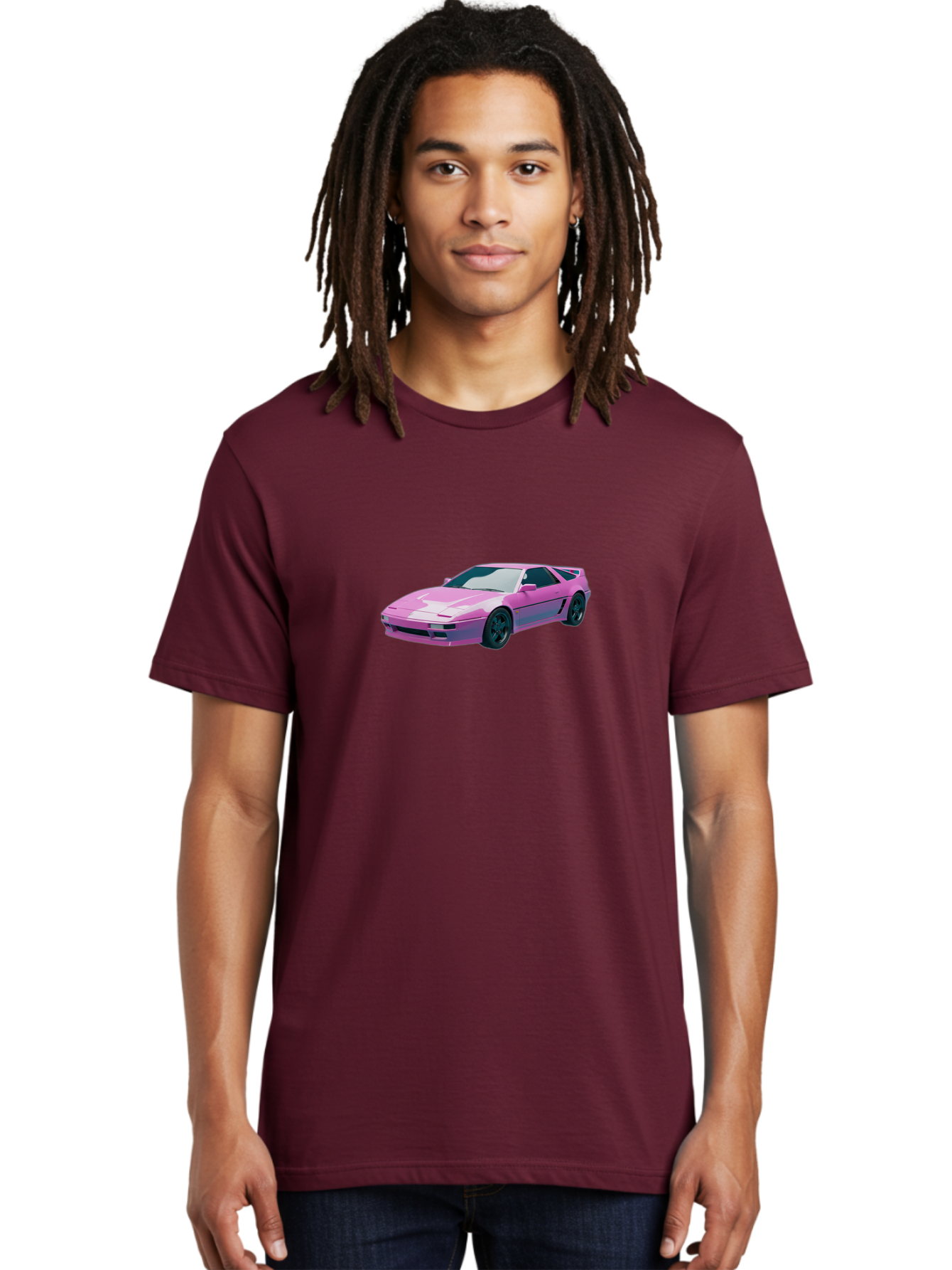 Nissan-300Zx-3 Men'S Graphic Tee, 100% Cotton, Comfortable Casual Summer Wear, Machine Washable, Pink Sports Car, Sleek Design, Futuristic Look, Vibrant Pink Color, Black Wheels, Sports Mode, Luxury Vehicle, High-Performance Car, Stylish Ride Bab040 20