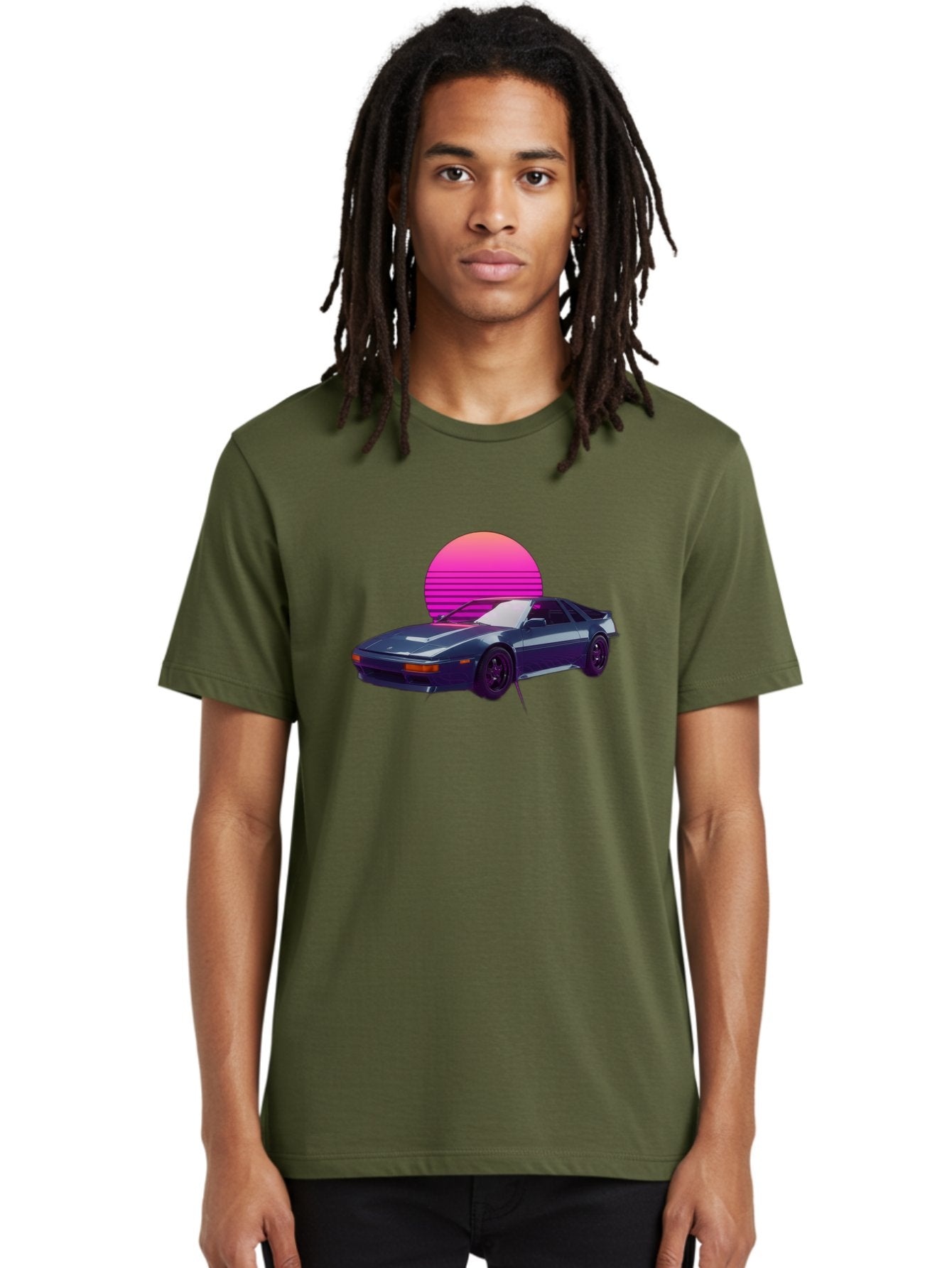 Nissan-300Zx-4 Men'S Graphic Tee, 100% Cotton, Comfortable Casual Summer Wear, Machine Washable, Classic Sports Car, Retro Futuristic, Sleek Design, Purple Car, Vaporwave Aesthetic, 80S Style, Synthwave Art, Pink Sunset, Nostalgic Feel, Bab041 20