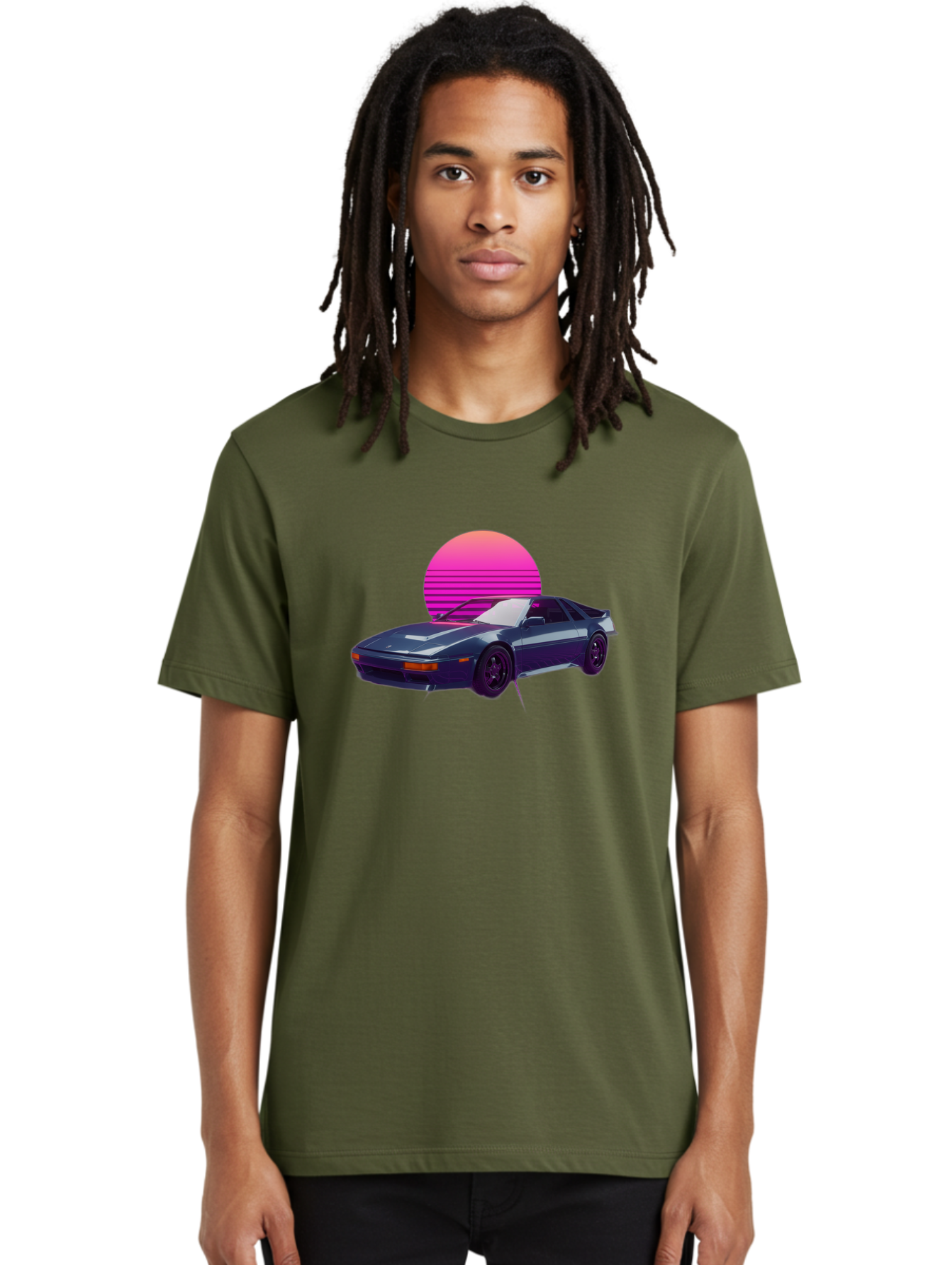 Nissan-300Zx-4 Men'S Graphic Tee, 100% Cotton, Comfortable Casual Summer Wear, Machine Washable, Classic Sports Car, Retro Futuristic, Sleek Design, Purple Car, Vaporwave Aesthetic, 80S Style, Synthwave Art, Pink Sunset, Nostalgic Feel, Bab041 30