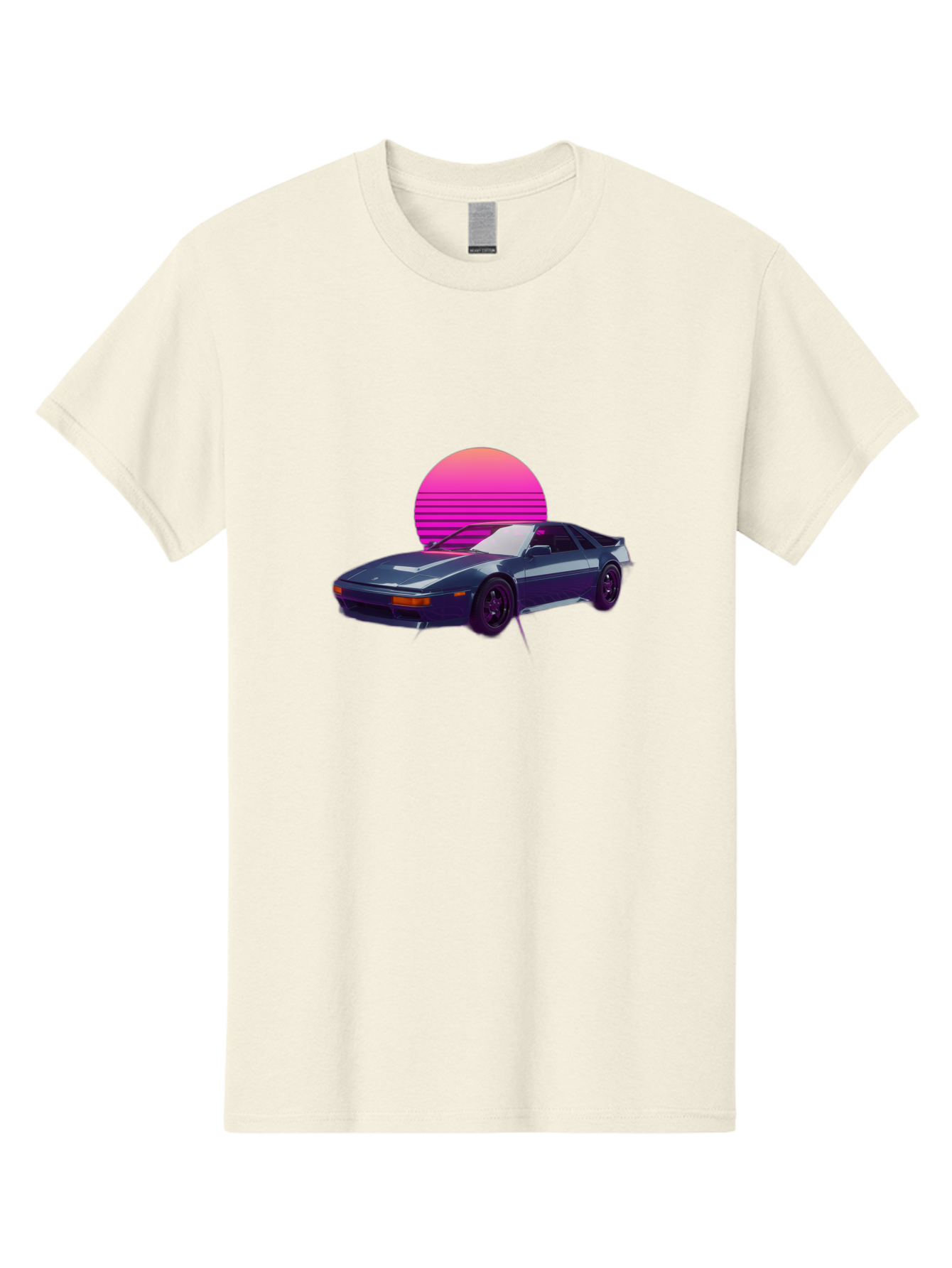 Nissan-300Zx-4 Men'S Graphic Tee, 100% Cotton, Comfortable Casual Summer Wear, Machine Washable, Classic Sports Car, Retro Futuristic, Sleek Design, Purple Car, Vaporwave Aesthetic, 80S Style, Synthwave Art, Pink Sunset, Nostalgic Feel, Bab041 3