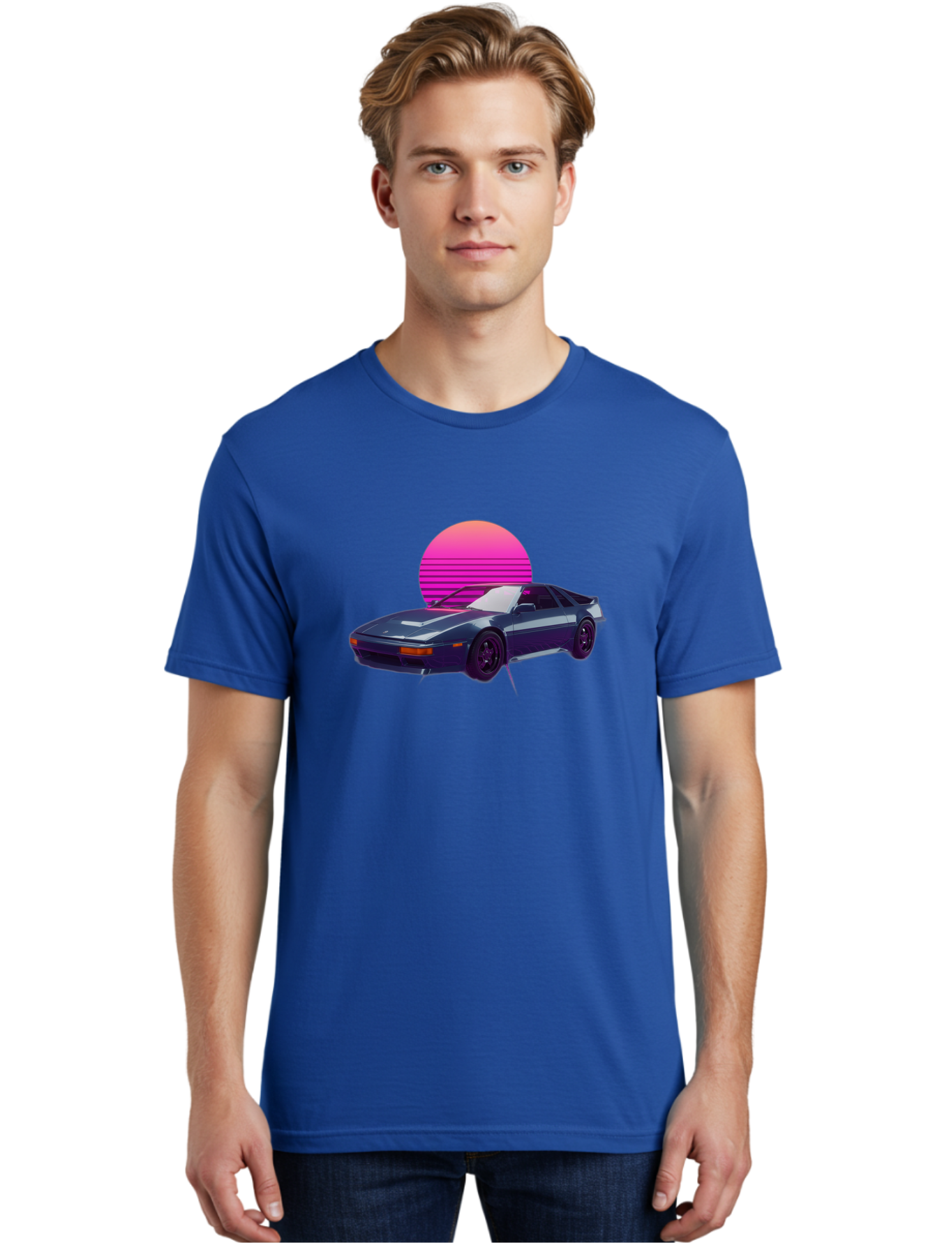 Nissan-300Zx-4 Men'S Graphic Tee, 100% Cotton, Comfortable Casual Summer Wear, Machine Washable, Classic Sports Car, Retro Futuristic, Sleek Design, Purple Car, Vaporwave Aesthetic, 80S Style, Synthwave Art, Pink Sunset, Nostalgic Feel, Bab041 16