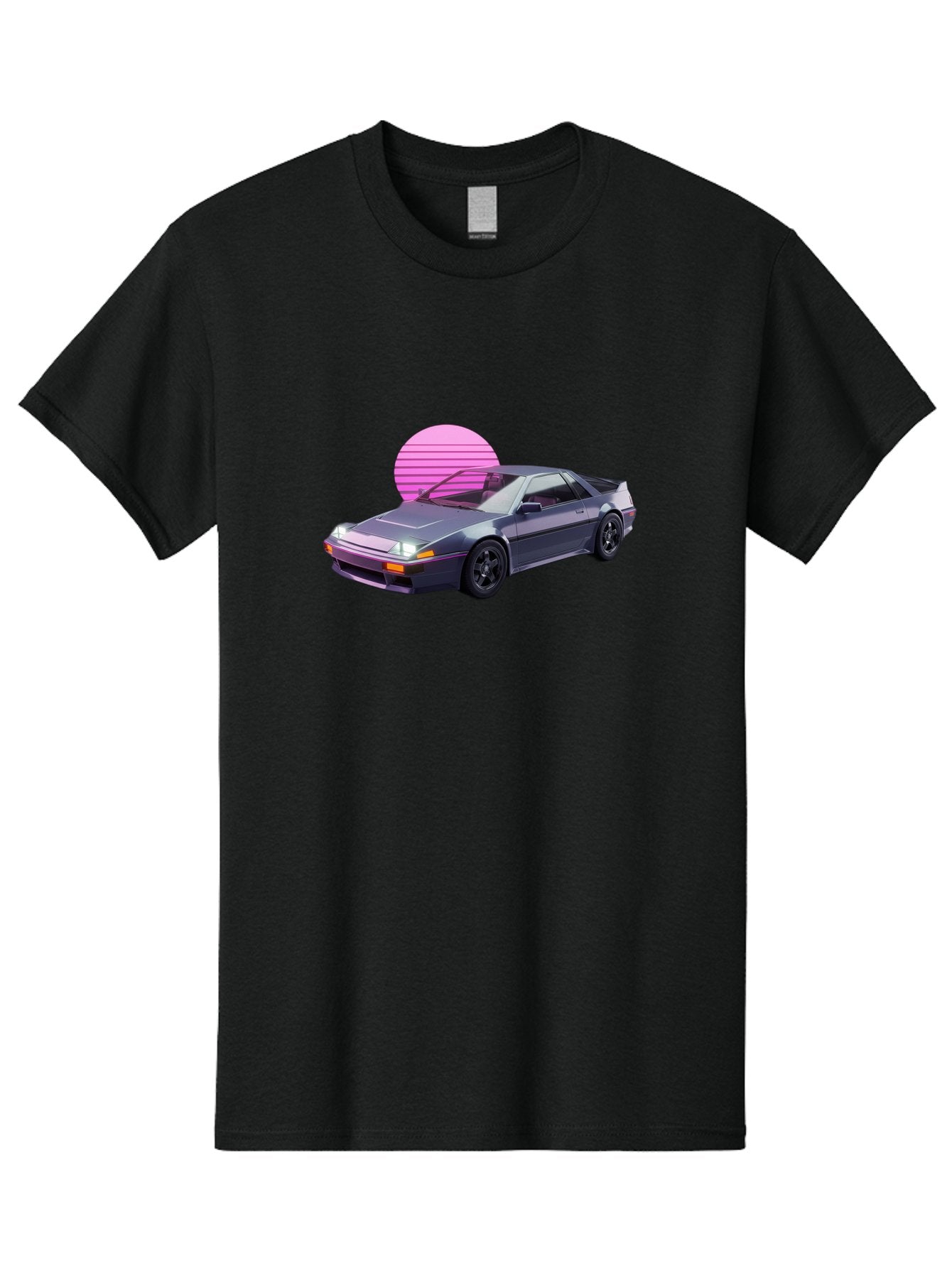 Nissan-300Zx-5 Men'S Graphic Tee, 100% Cotton, Comfortable Casual Summer Wear, Machine Washable, Nissan 300Zx Sports Car, Retro Futuristic Design, Sleek Gray Body, Black Wheels, Pink Accents, Neon Lights, Vaporwave Aesthetic, Synthwave Style Bab042 4