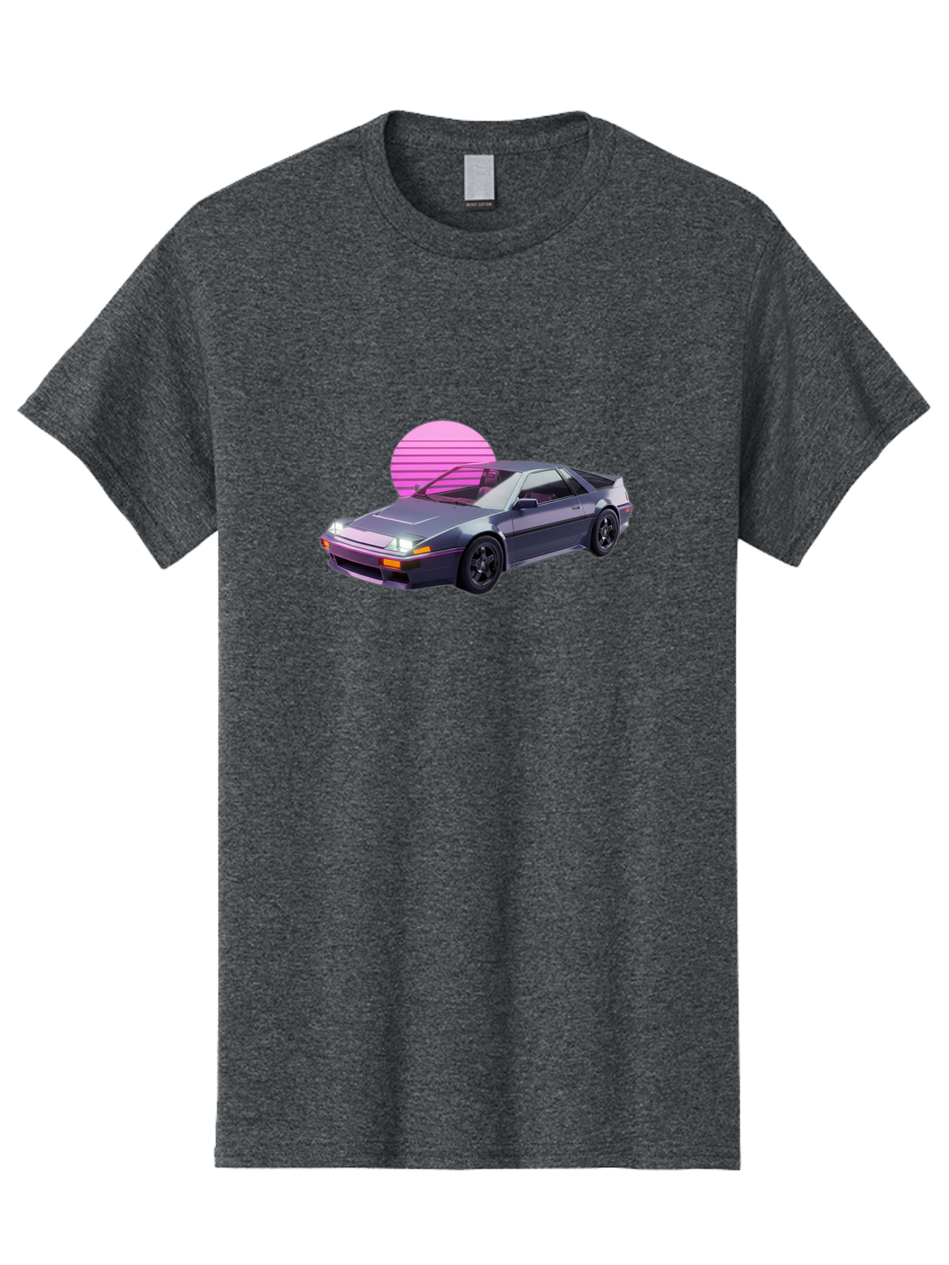 Nissan-300Zx-5 Men'S Graphic Tee, 100% Cotton, Comfortable Casual Summer Wear, Machine Washable, Nissan 300Zx Sports Car, Retro Futuristic Design, Sleek Gray Body, Black Wheels, Pink Accents, Neon Lights, Vaporwave Aesthetic, Synthwave Style Bab042 25