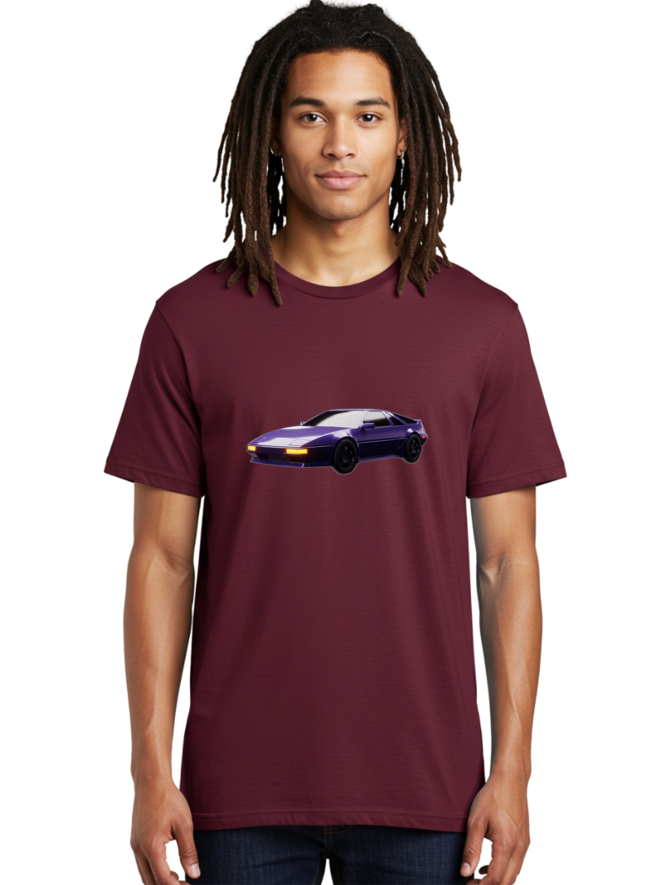 Nissan-300Zx Men'S Graphic Tee, 100% Cotton, Comfortable Casual Summer Wear, Machine Washable, Sports Car, Purple Car, Nissan 300Zx, Sleek Design, Black Wheels, Glowing Headlights, Luxury Vehicle, High-Performance Car, Retro-Futuristic Style Bab043 24
