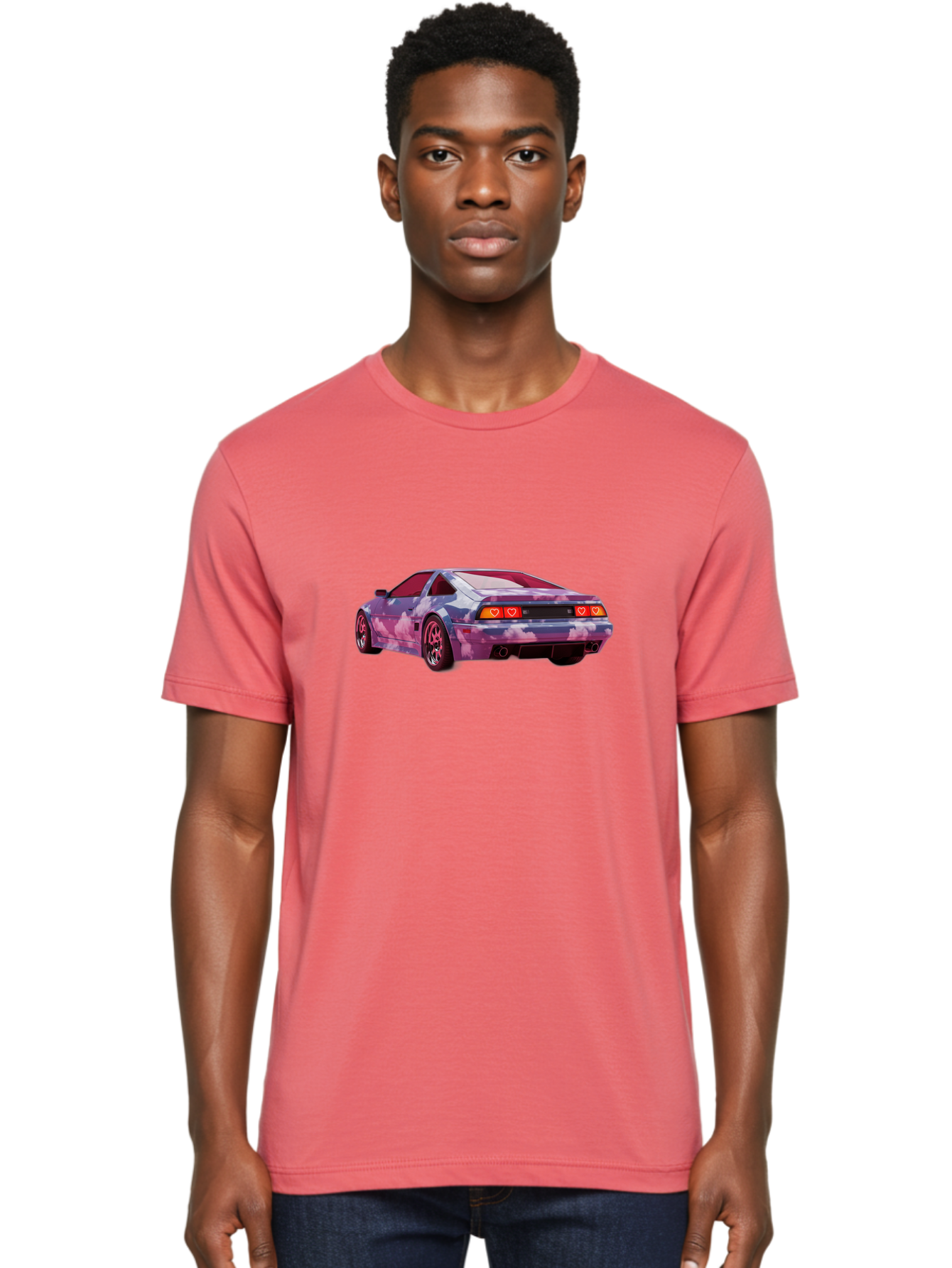 Nissan-S13 Men'S Graphic Tee, 100% Cotton, Comfortable Casual Summer Wear, Machine Washable, Nissan S13 Coupe, Pastel Clouds Wrap, Heart-Shaped Taillights, Unique Car Design, Vibrant Pastel Colors, Custom Car Wrap, Aesthetic Car, Bab044 28