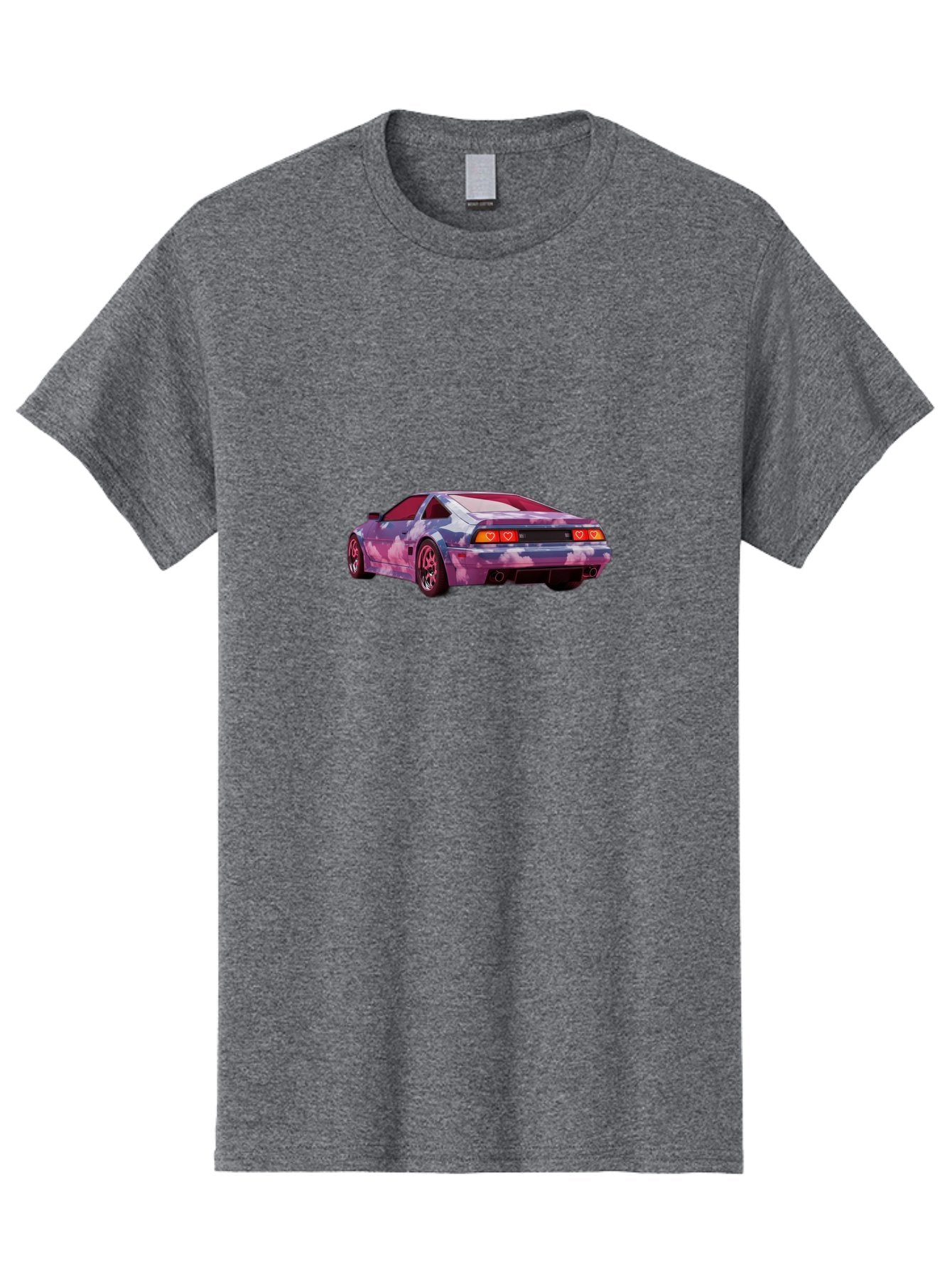 Nissan-S13 Men'S Graphic Tee, 100% Cotton, Comfortable Casual Summer Wear, Machine Washable, Nissan S13 Coupe, Pastel Clouds Wrap, Heart-Shaped Taillights, Unique Car Design, Vibrant Pastel Colors, Custom Car Wrap, Aesthetic Car, Bab044