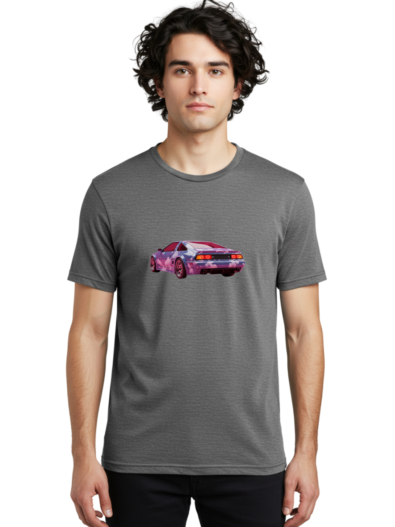 Nissan-S13 Men'S Graphic Tee, 100% Cotton, Comfortable Casual Summer Wear, Machine Washable, Nissan S13 Coupe, Pastel Clouds Wrap, Heart-Shaped Taillights, Unique Car Design, Vibrant Pastel Colors, Custom Car Wrap, Aesthetic Car, Bab044 22
