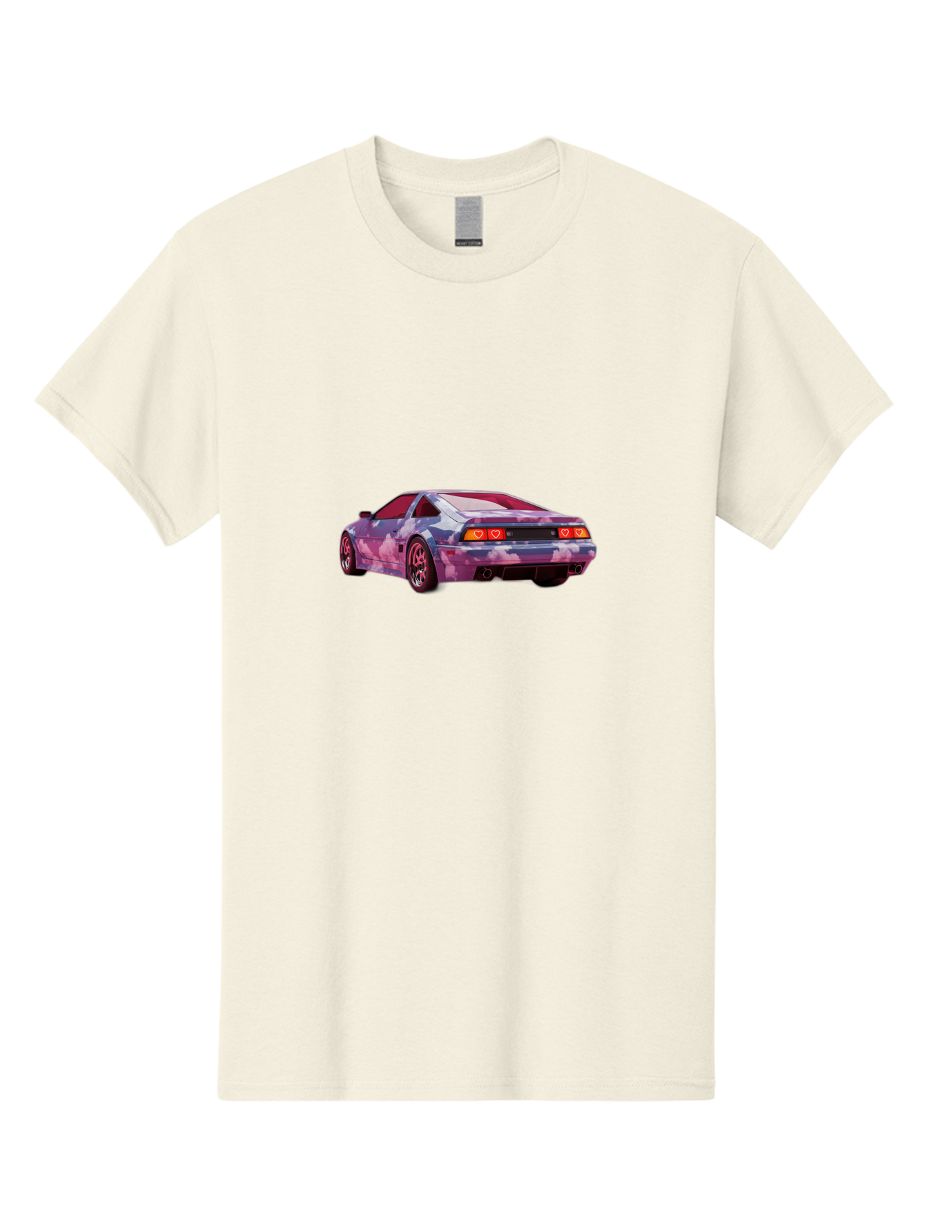 Nissan-S13 Men'S Graphic Tee, 100% Cotton, Comfortable Casual Summer Wear, Machine Washable, Nissan S13 Coupe, Pastel Clouds Wrap, Heart-Shaped Taillights, Unique Car Design, Vibrant Pastel Colors, Custom Car Wrap, Aesthetic Car, Bab044 25