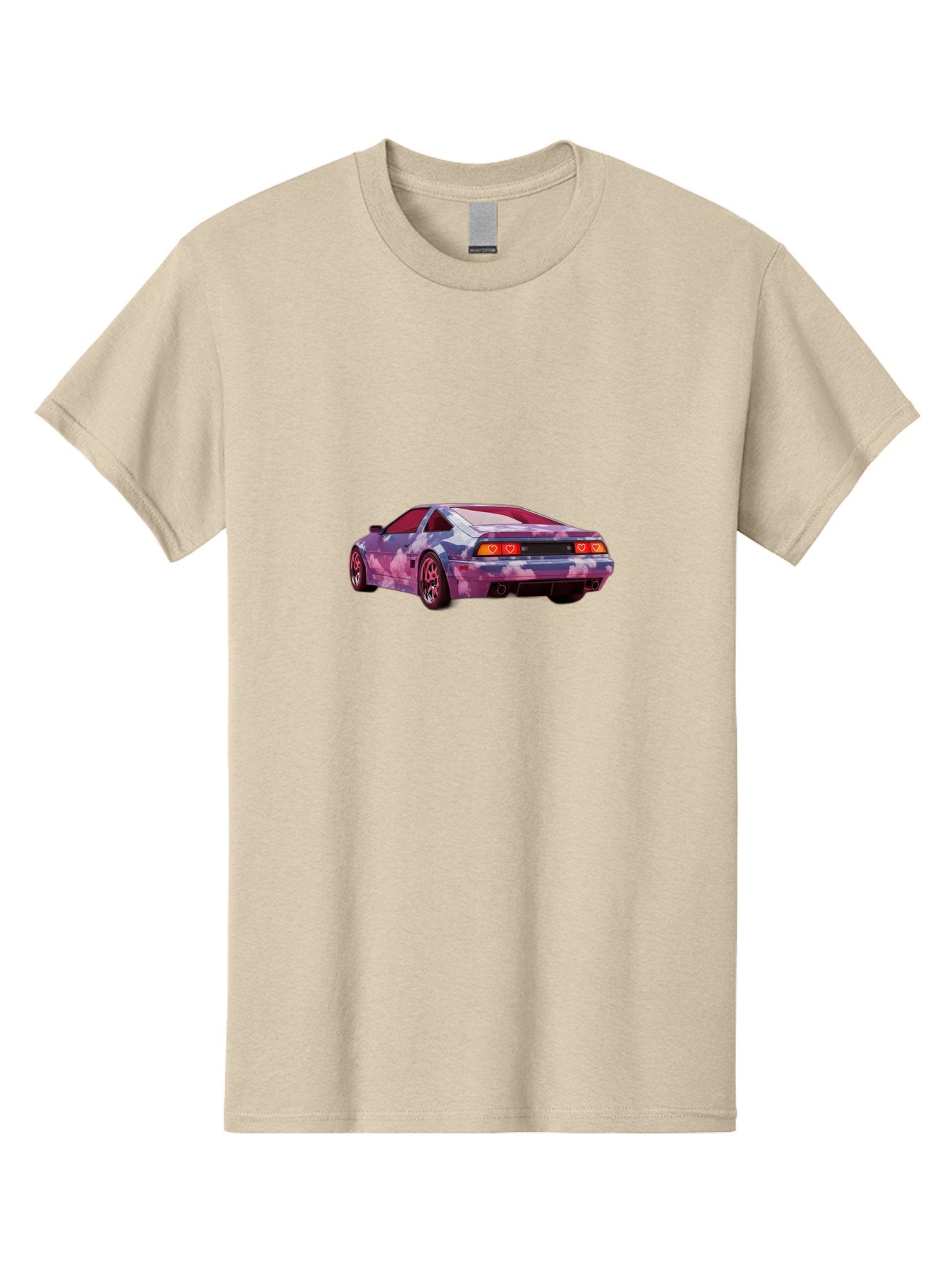 Nissan-S13 Men'S Graphic Tee, 100% Cotton, Comfortable Casual Summer Wear, Machine Washable, Nissan S13 Coupe, Pastel Clouds Wrap, Heart-Shaped Taillights, Unique Car Design, Vibrant Pastel Colors, Custom Car Wrap, Aesthetic Car, Bab044 5
