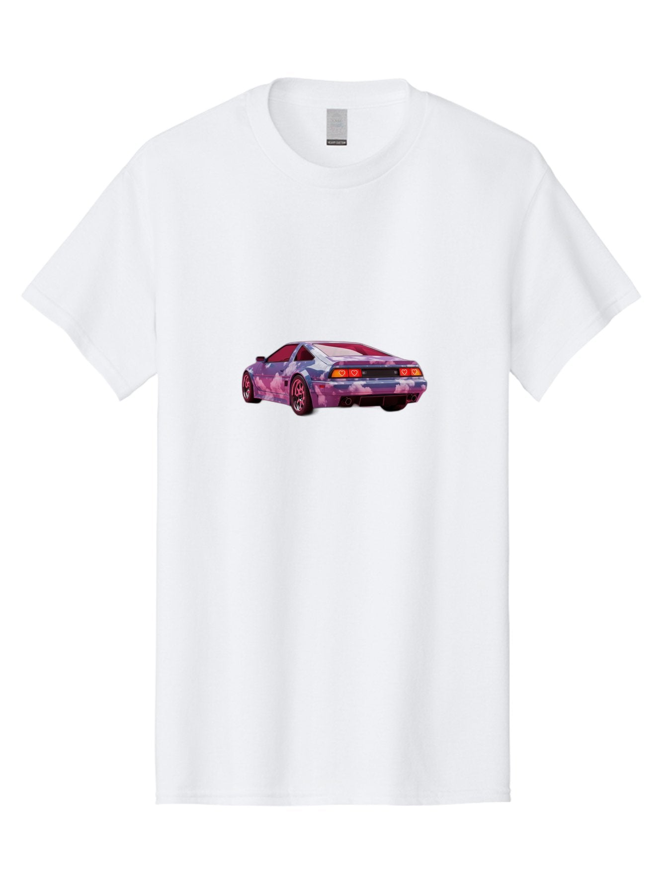 Nissan-S13 Men'S Graphic Tee, 100% Cotton, Comfortable Casual Summer Wear, Machine Washable, Nissan S13 Coupe, Pastel Clouds Wrap, Heart-Shaped Taillights, Unique Car Design, Vibrant Pastel Colors, Custom Car Wrap, Aesthetic Car, Bab044 12